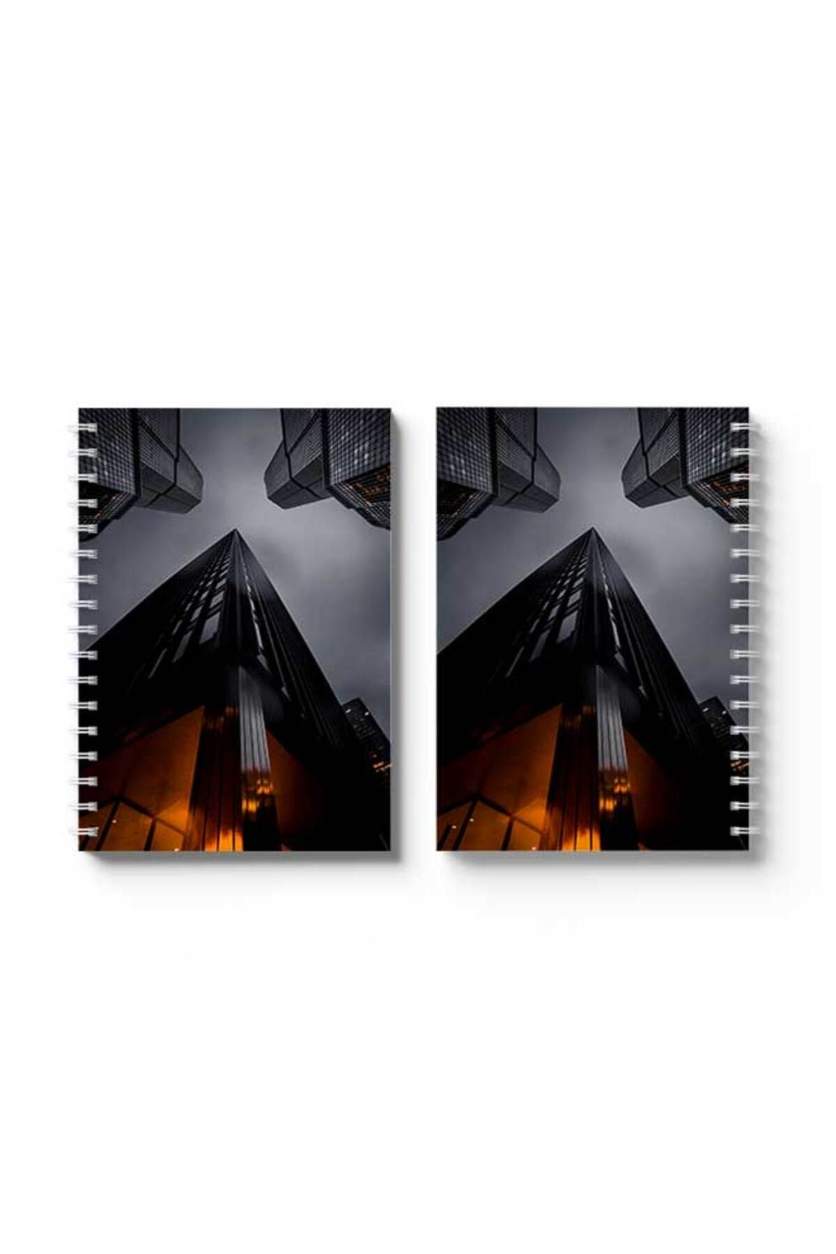 LOWHA-Spiral Notebook with Front and Back Hard Covers Featuring Sky Scraper Design 4