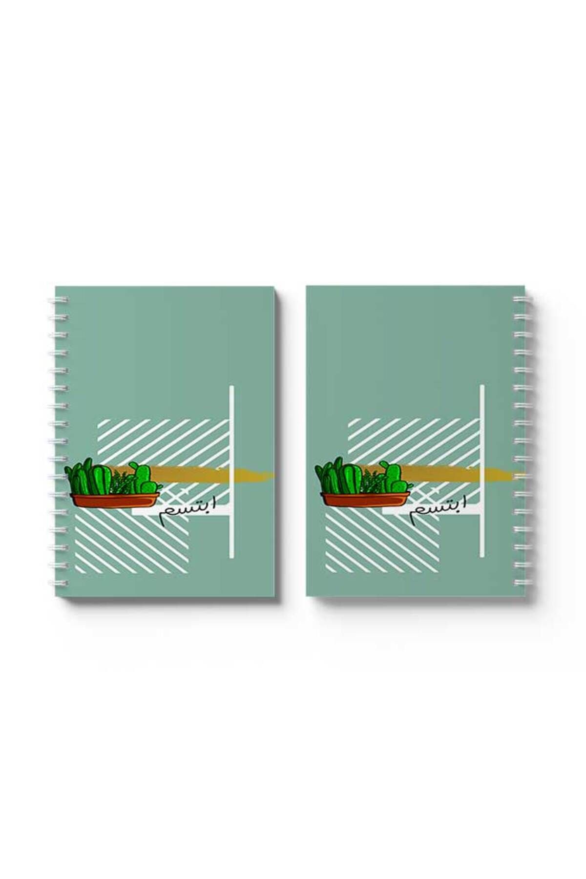 LOWHA-Spiral Notebook with Front and Back Hard Covers Featuring Arabic Smile with Cactus Design 4
