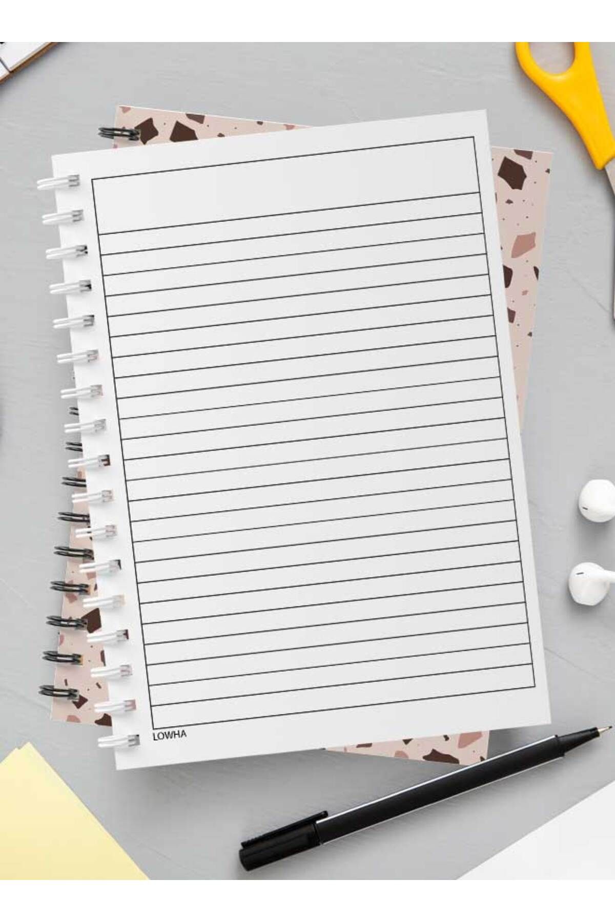 LOWHA-Spiral Notebook with Front and Back Hard Covers Featuring Terrazzo Style Design 3