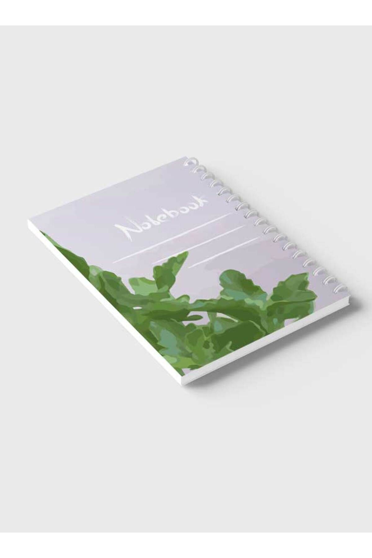LOWHA-Spiral Notebook with Front and Back Hard Covers Featuring Eco Style Leaves Design 6