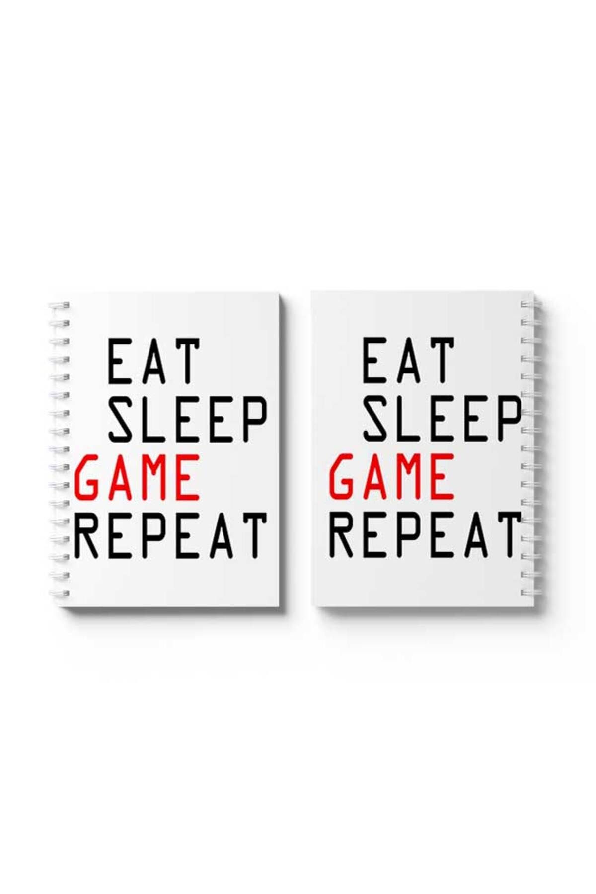 LOWHA-Spiral Notebook with Front and Back Hard Covers Featuring Eat Sleep Game Repeat Design 4