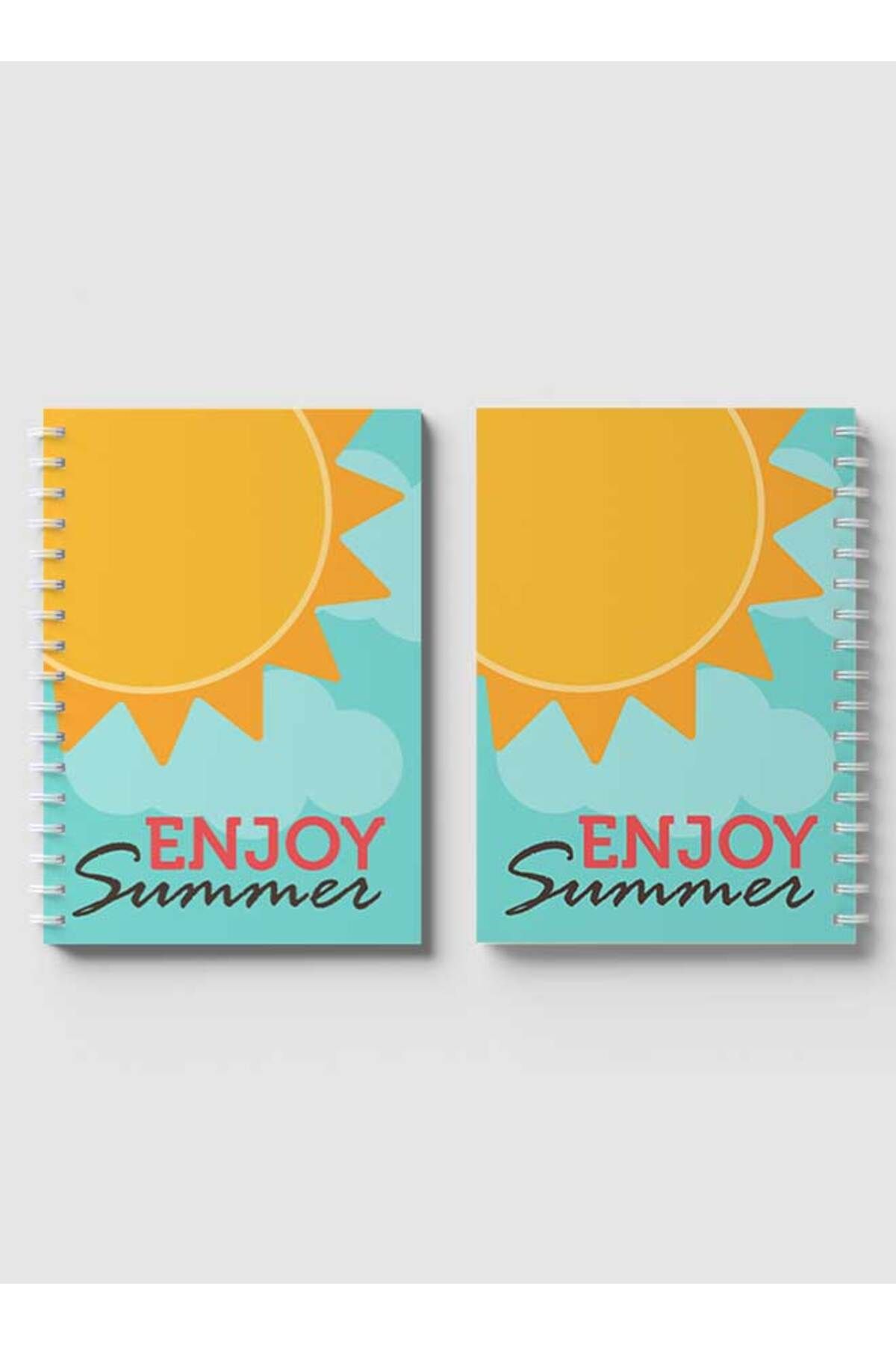 LOWHA-Spiral Notebook with Front and Back Hard Covers Featuring Enjoy Summer Design 4