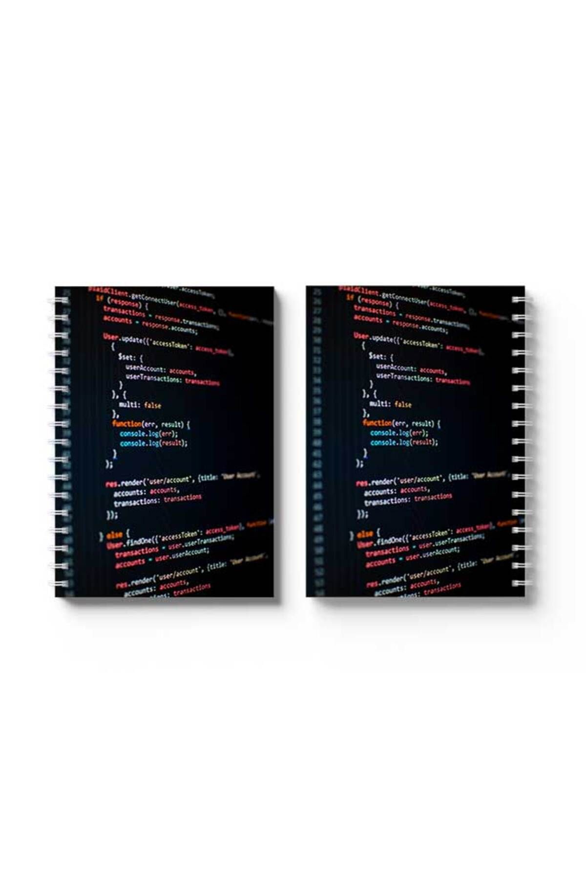 LOWHA-Spiral Notebook with Front and Back Hard Covers Featuring Coding Design 4