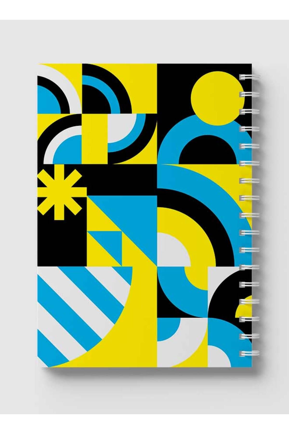 LOWHA-Spiral Notebook with Front and Back Hard Covers Featuring Graphic Geometric Circles Design 5