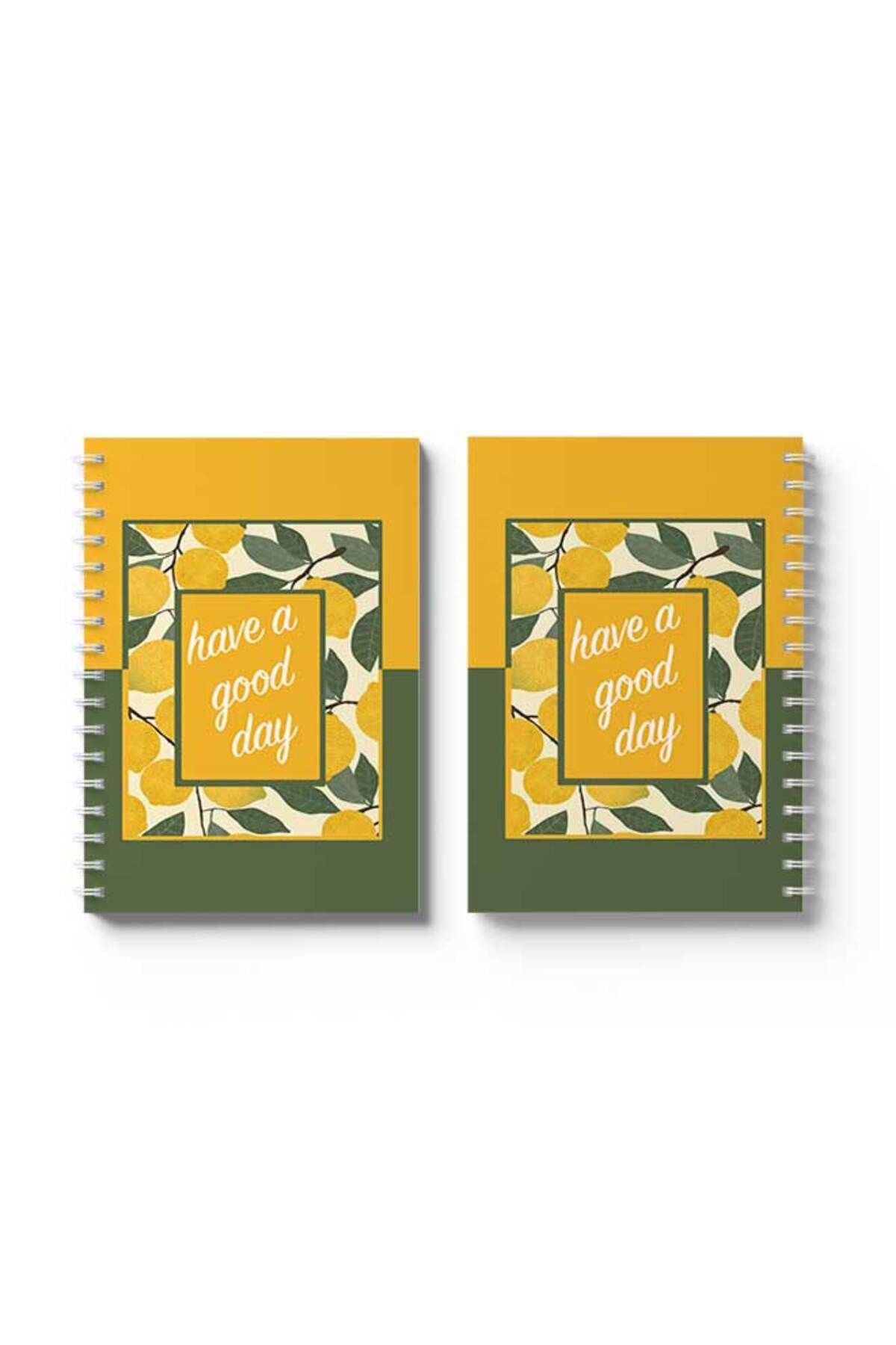 LOWHA-Spiral Notebook with Front and Back Hard Covers Featuring Have A good Day with Lemon Design 4