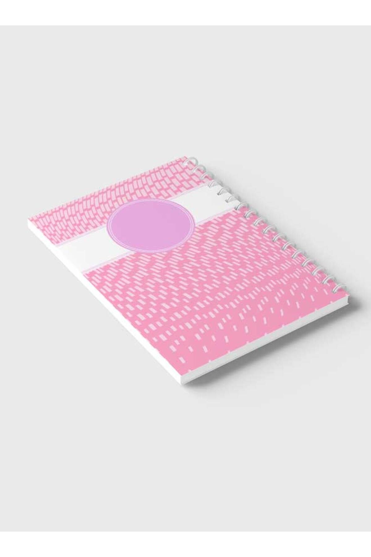LOWHA-Spiral Notebook with Front and Back Hard Covers Featuring Abstract Pink & White Cube Design 6