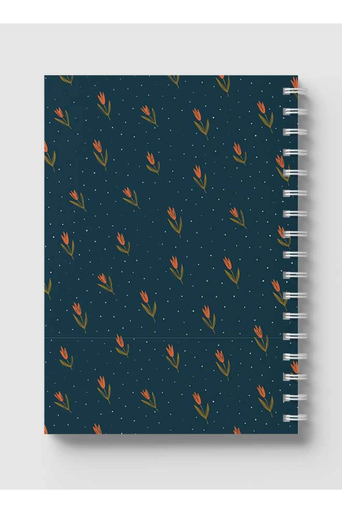 LOWHA-Spiral Notebook with Front and Back Hard Covers Featuring Flowers with White Dots Design 5