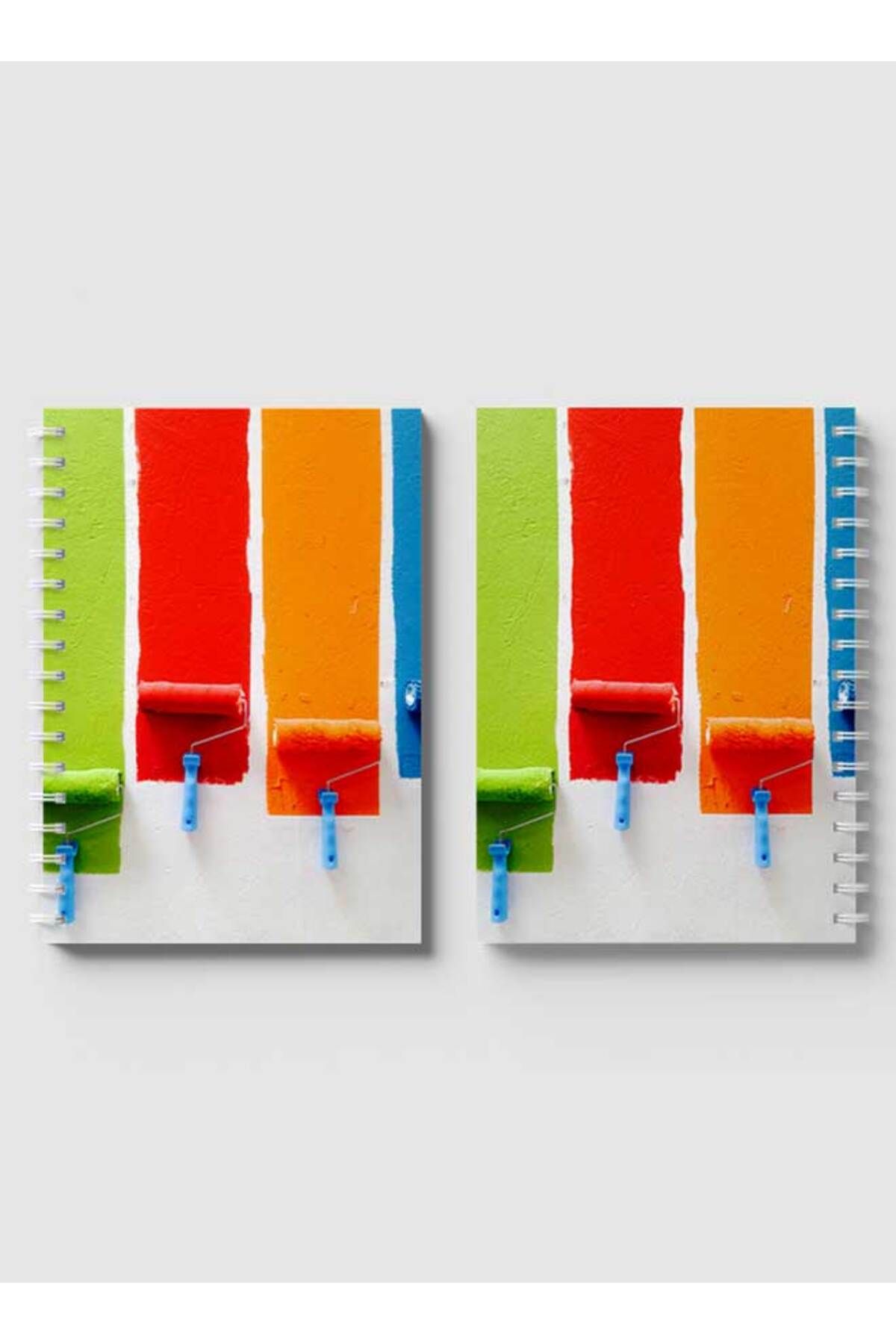 LOWHA-Spiral Notebook with Front and Back Hard Covers Featuring Paint Roll Brushes Design 4