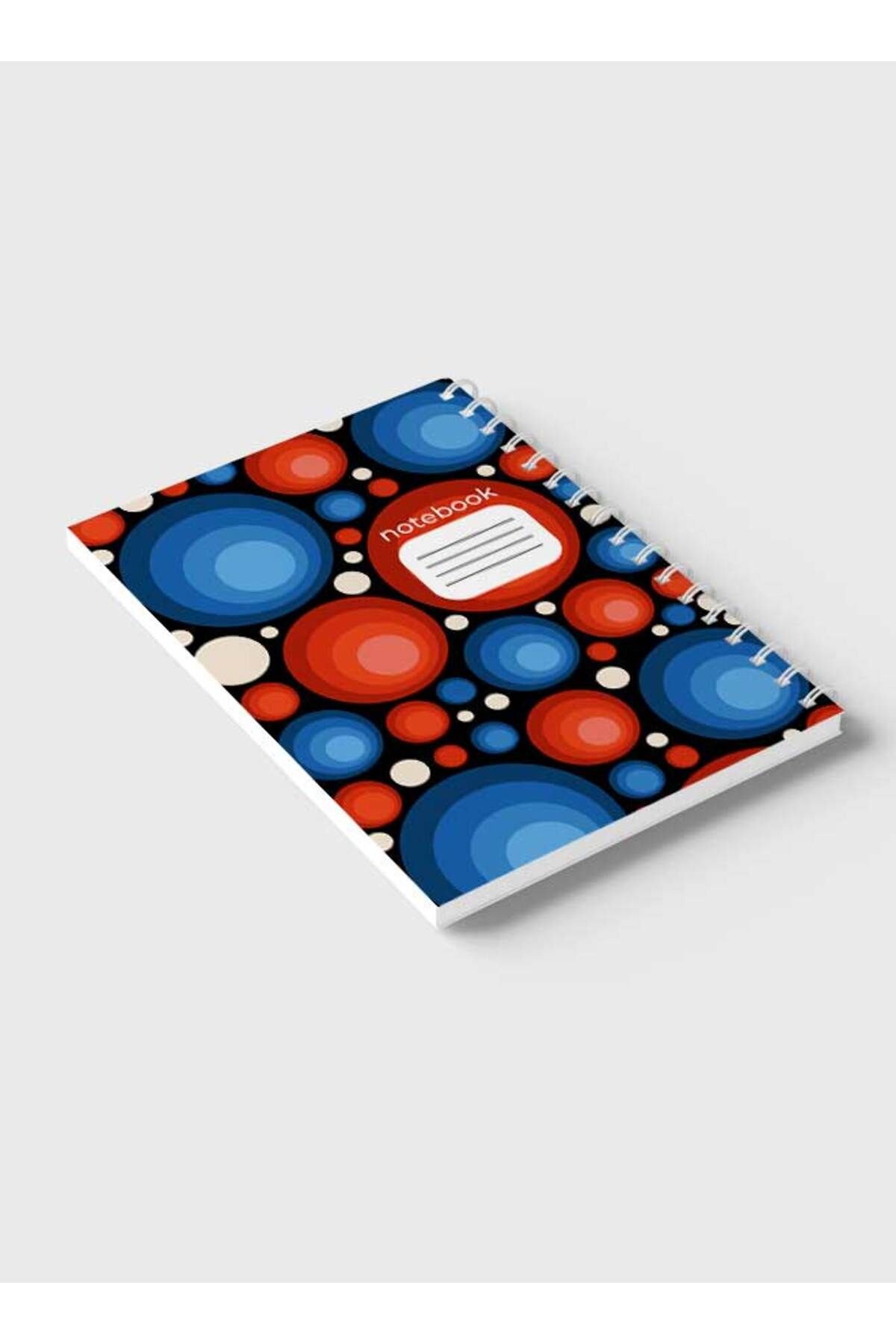 LOWHA-Spiral Notebook with Front and Back Hard Covers Featuring Seamless Colorful Circles Design 6