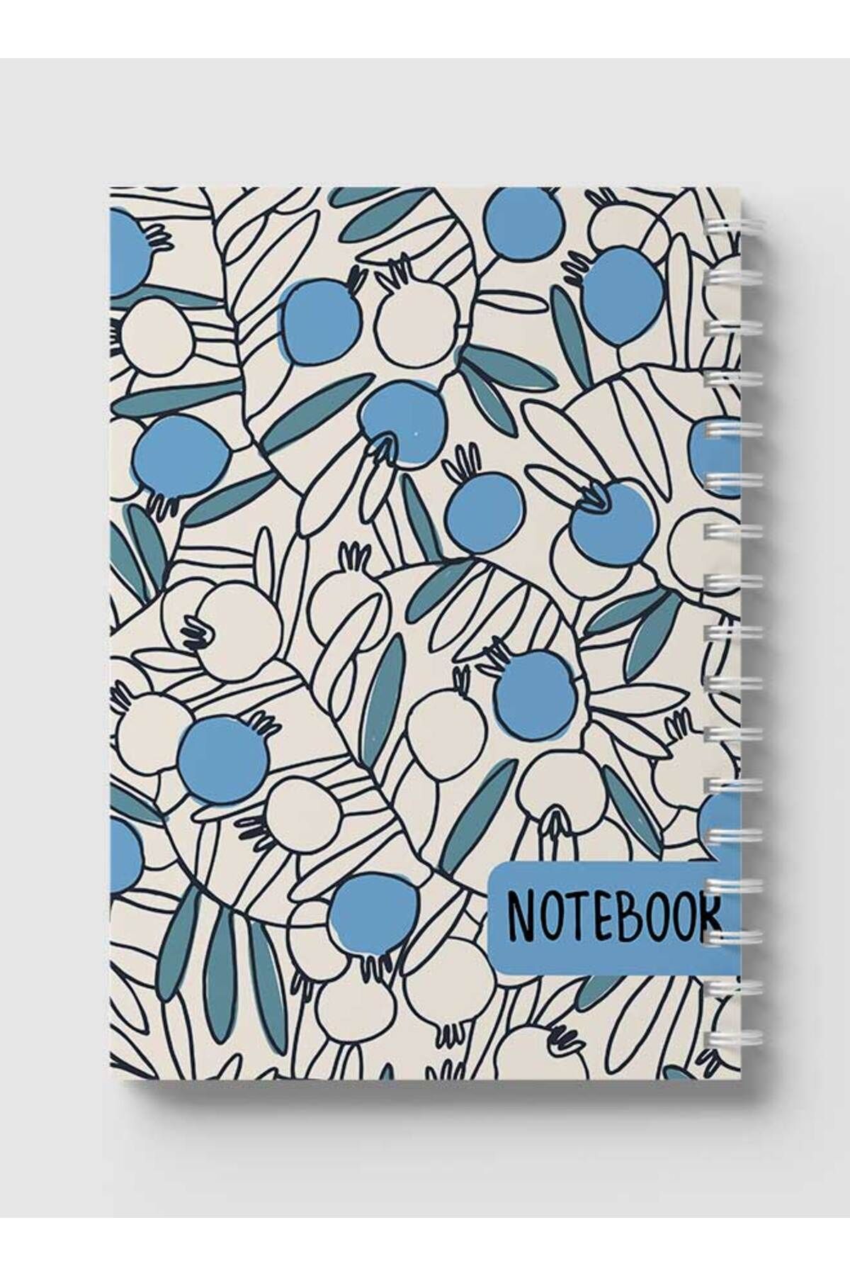 LOWHA-Spiral Notebook with Front and Back Hard Covers Featuring Pomegranates Branches Drawing Design 5