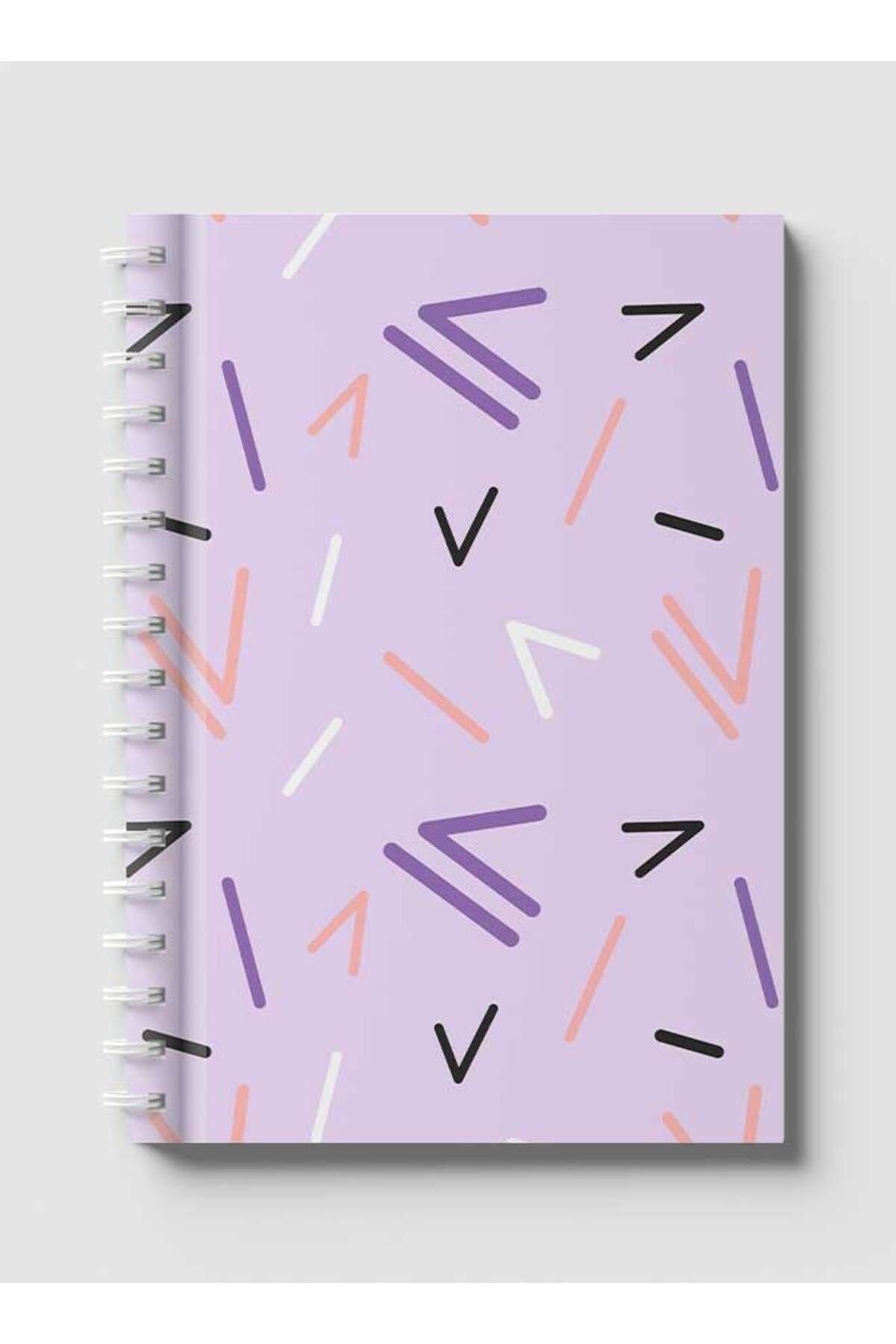 LOWHA-Spiral Notebook with Front and Back Hard Covers Featuring Memphis Abstract Shapes Design 1