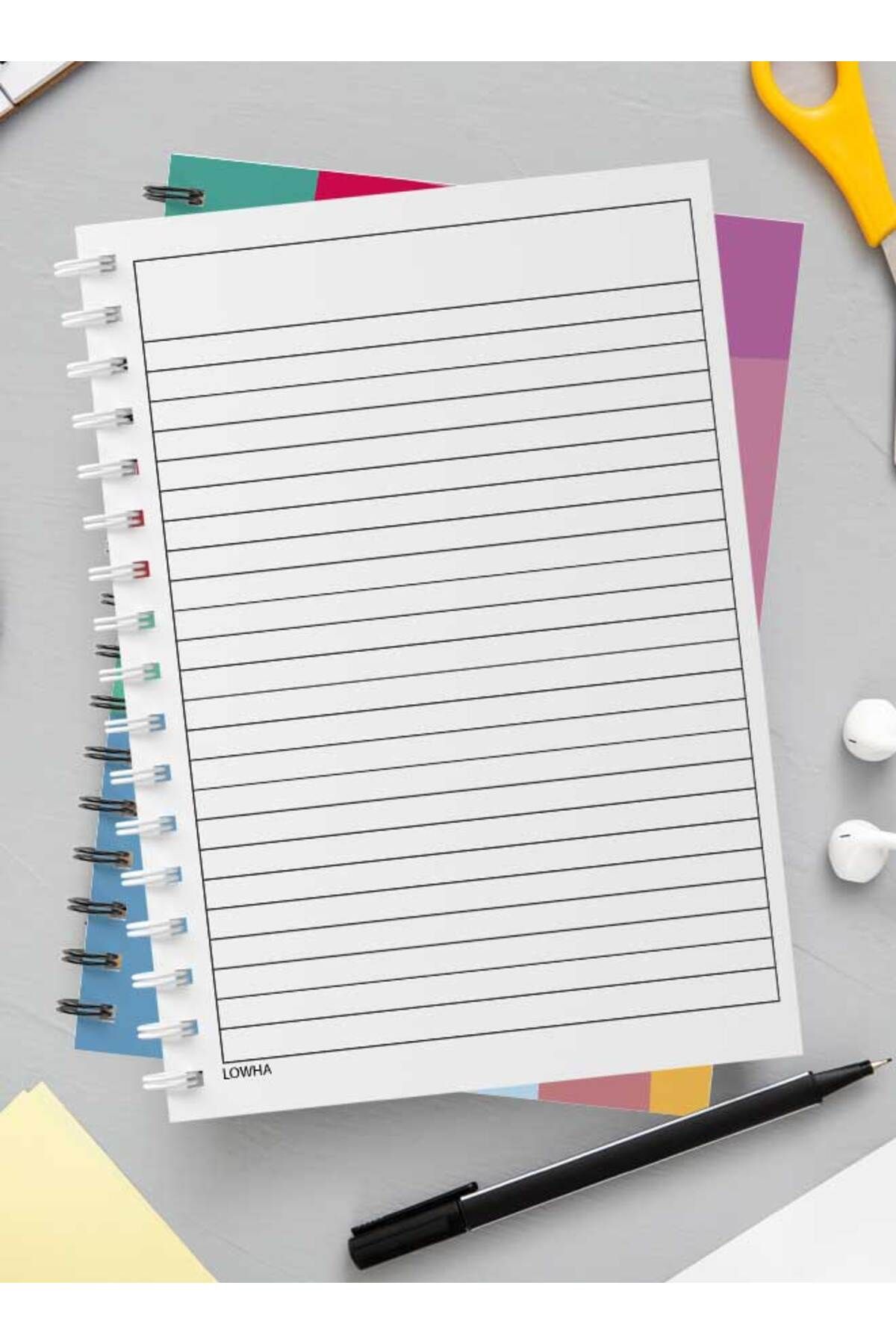 LOWHA-Spiral Notebook with Front and Back Hard Covers Featuring Abstract Colorful Shapes Design 3