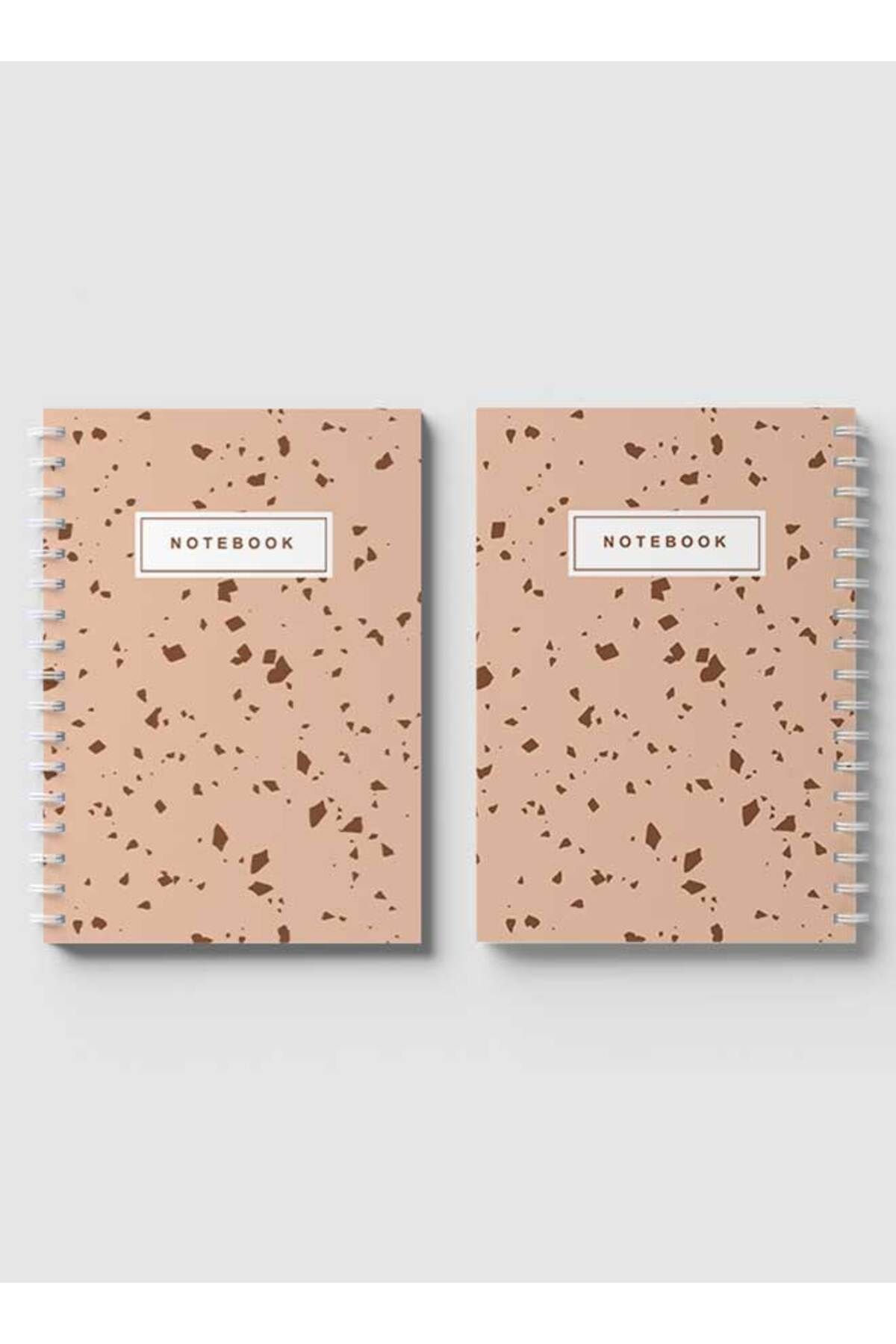 LOWHA-Spiral Notebook with Front and Back Hard Covers Featuring Terrazzo Style Design 4