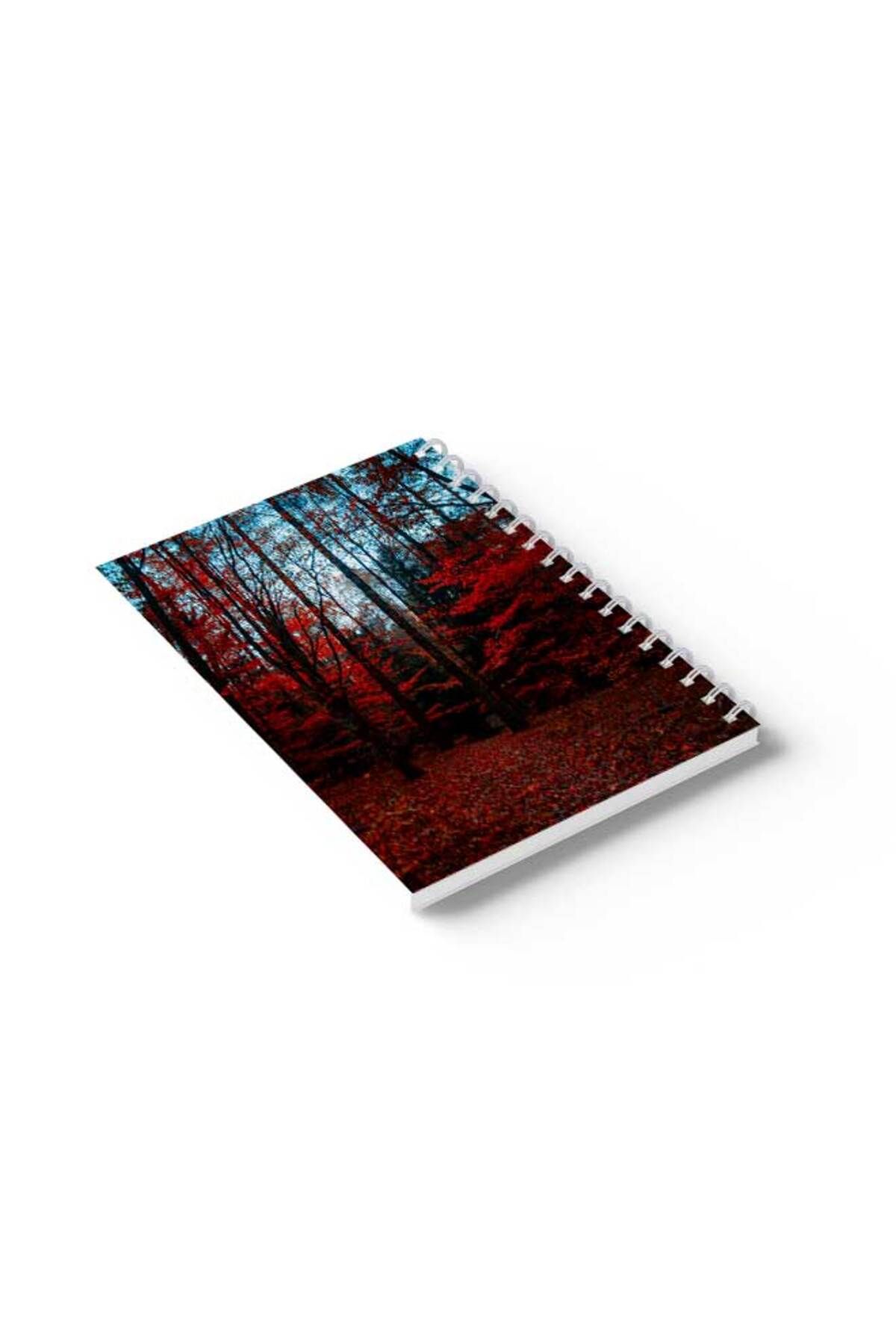 LOWHA-Spiral Notebook with Front and Back Hard Covers Featuring Red Woods Design 6