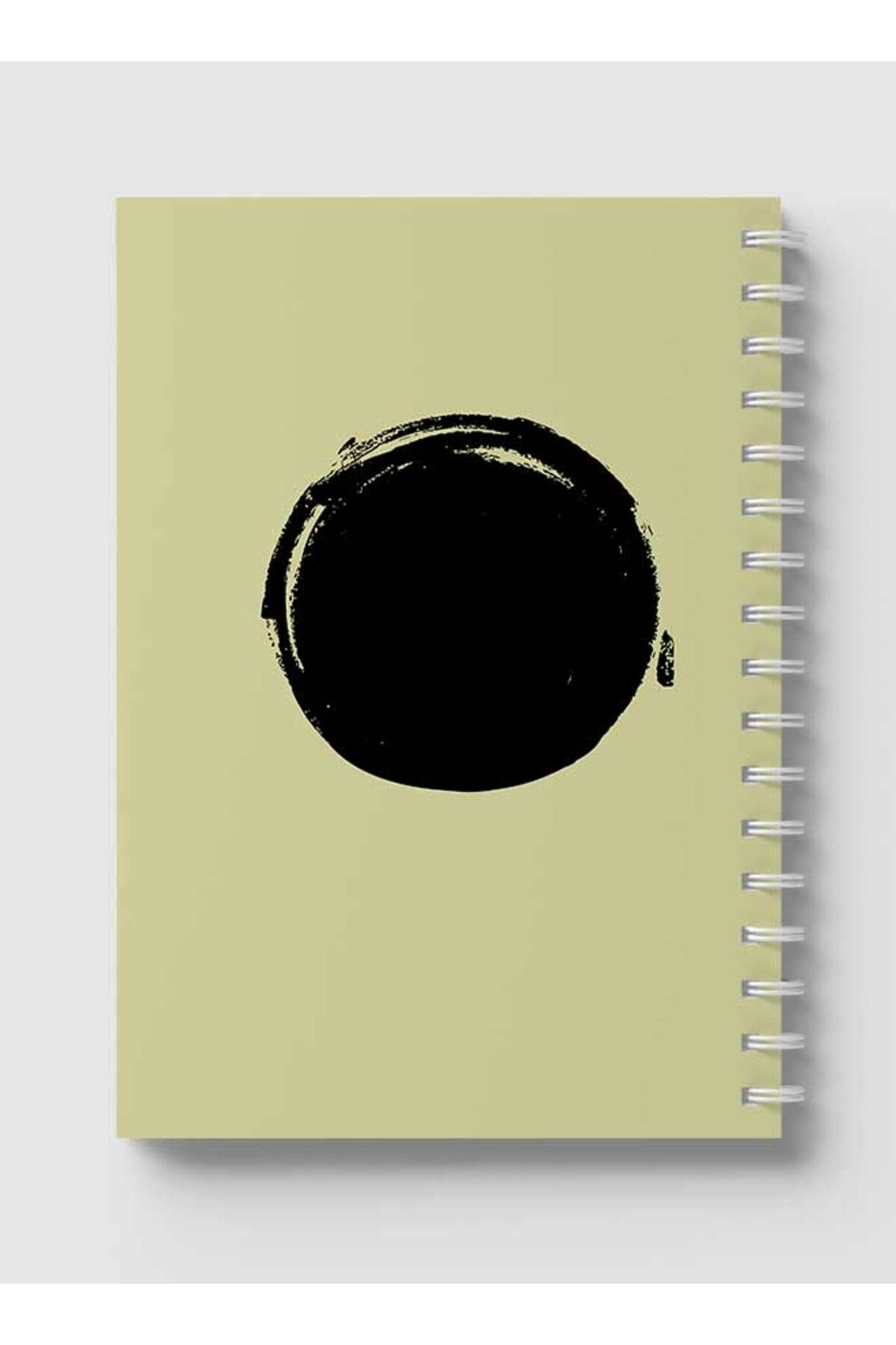 LOWHA-Spiral Notebook with Front and Back Hard Covers Featuring Abstract Black Circle Shade Design 5
