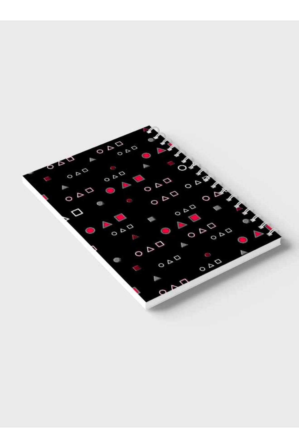 LOWHA-Spiral Notebook with Front and Back Hard Covers Featuring Squid Game Shapes Design 6