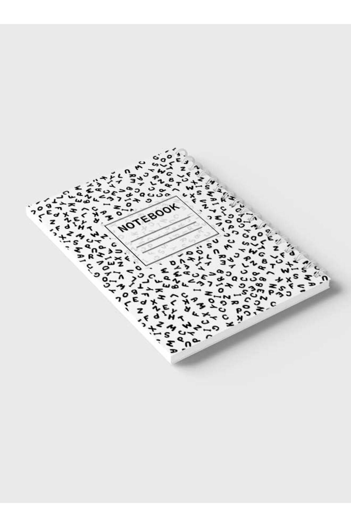 LOWHA-Spiral Notebook with Front and Back Hard Covers Featuring Letters Design 6