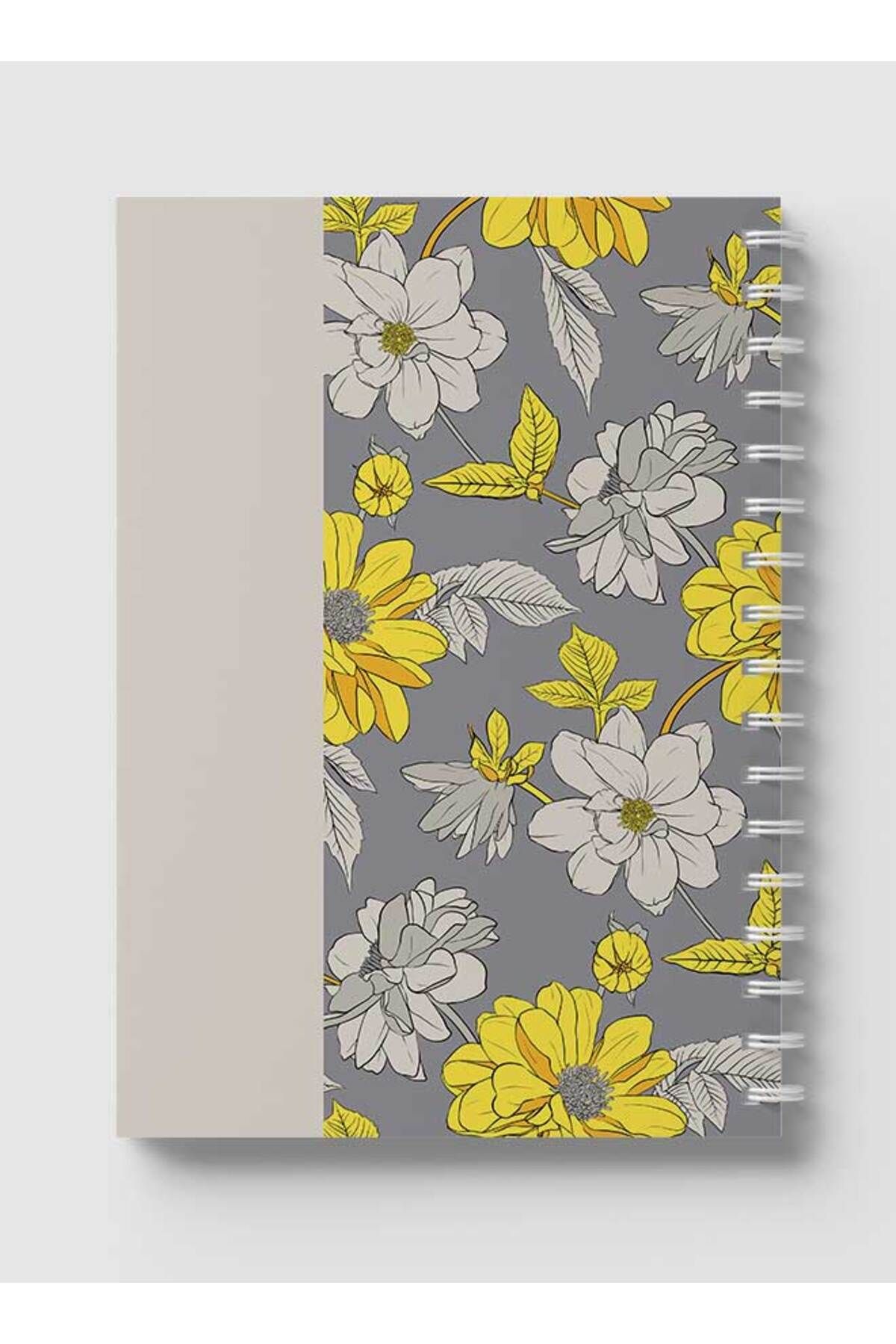 LOWHA-Spiral Notebook with Front and Back Hard Covers Featuring Abstract Floral Vector Design 5