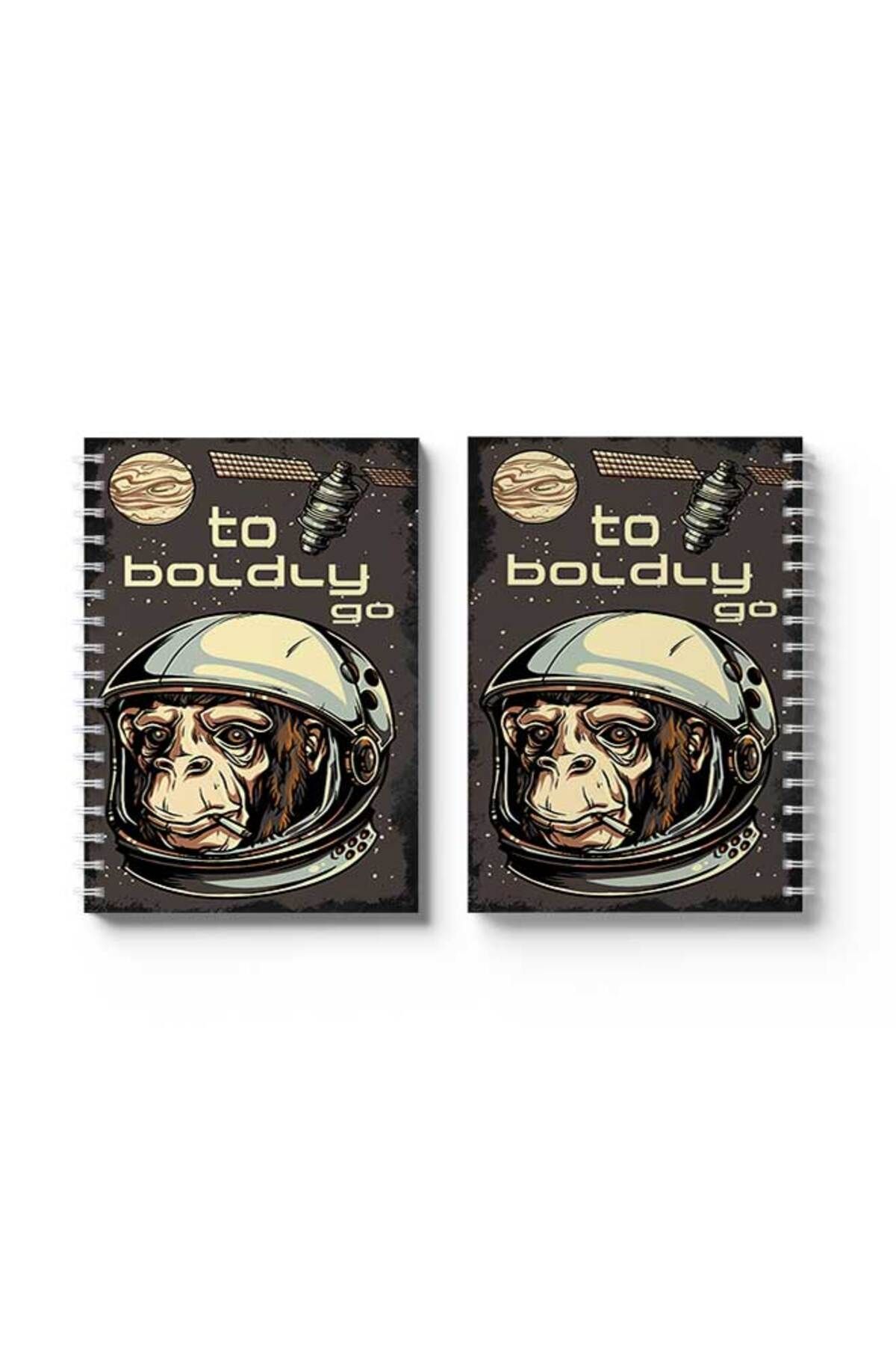LOWHA-Spiral Notebook with Front and Back Hard Covers Featuring to Boldly Go Design 4