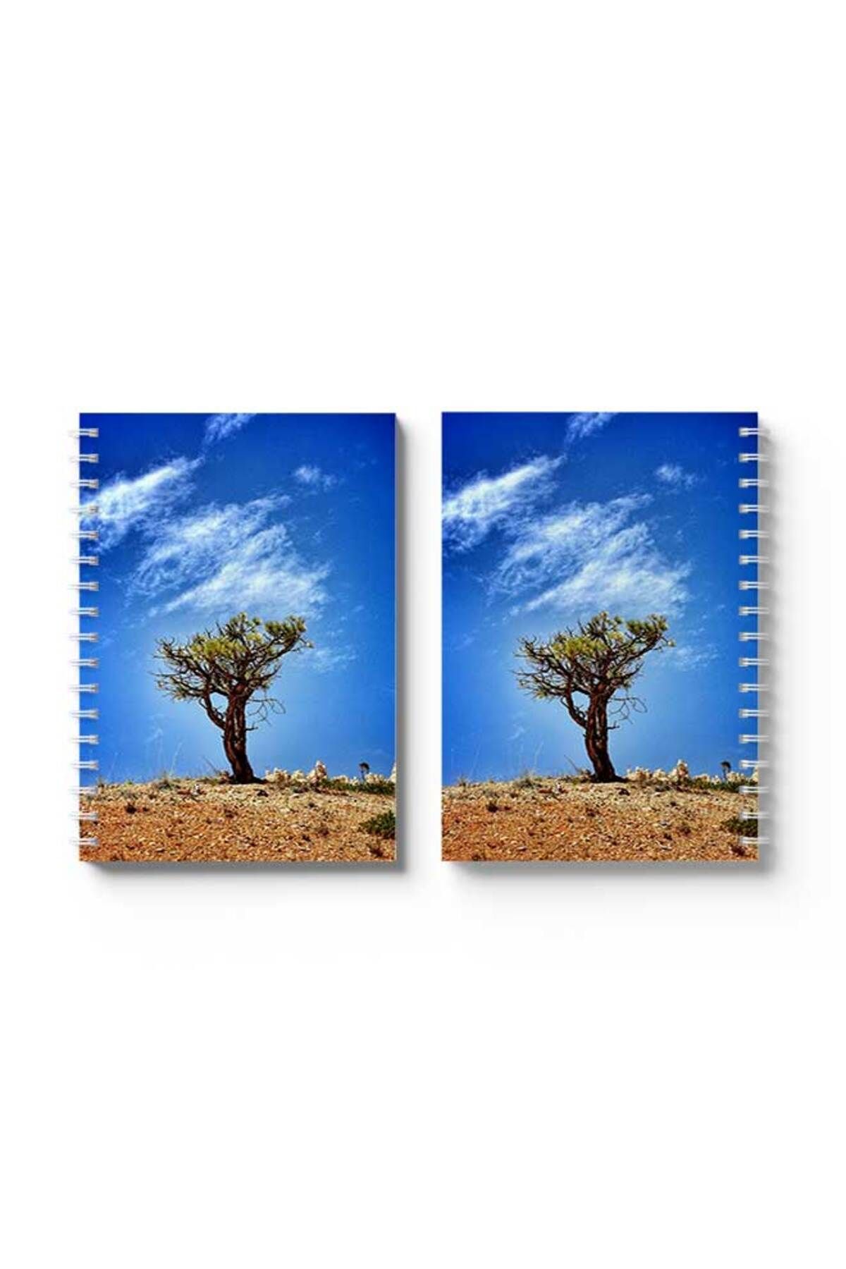LOWHA-Spiral Notebook with Front and Back Hard Covers Featuring Tree Design 4