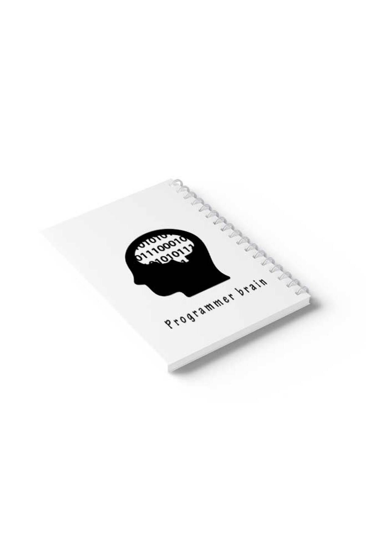 LOWHA-Spiral Notebook with Front and Back Hard Covers Featuring Programmer Brain Design 6