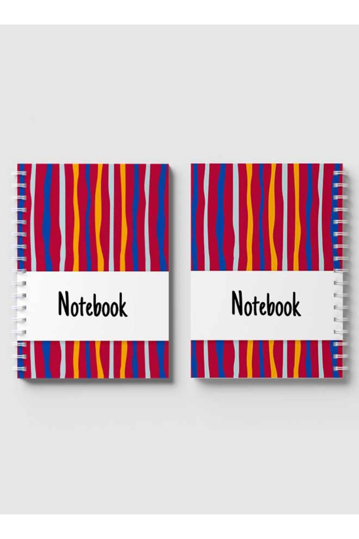 LOWHA-Spiral Notebook with Front and Back Hard Covers Featuring Colorful Striped Design 4