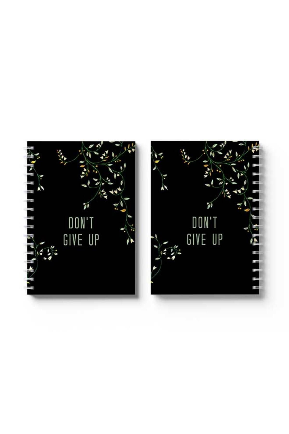 LOWHA-Spiral Notebook with Front and Back Hard Covers Featuring Don't Give Up with Flowers Design 4