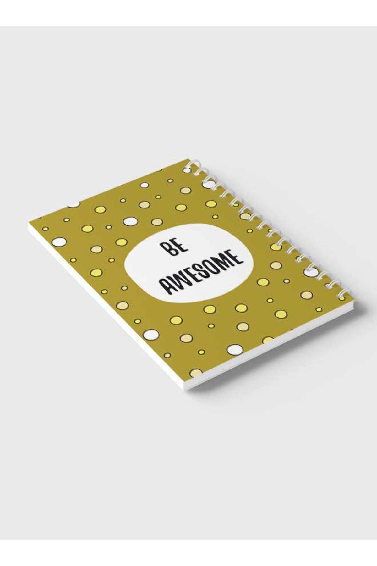 LOWHA-Spiral Notebook with Front and Back Hard Covers Featuring Be Awesome & Dots Design 6