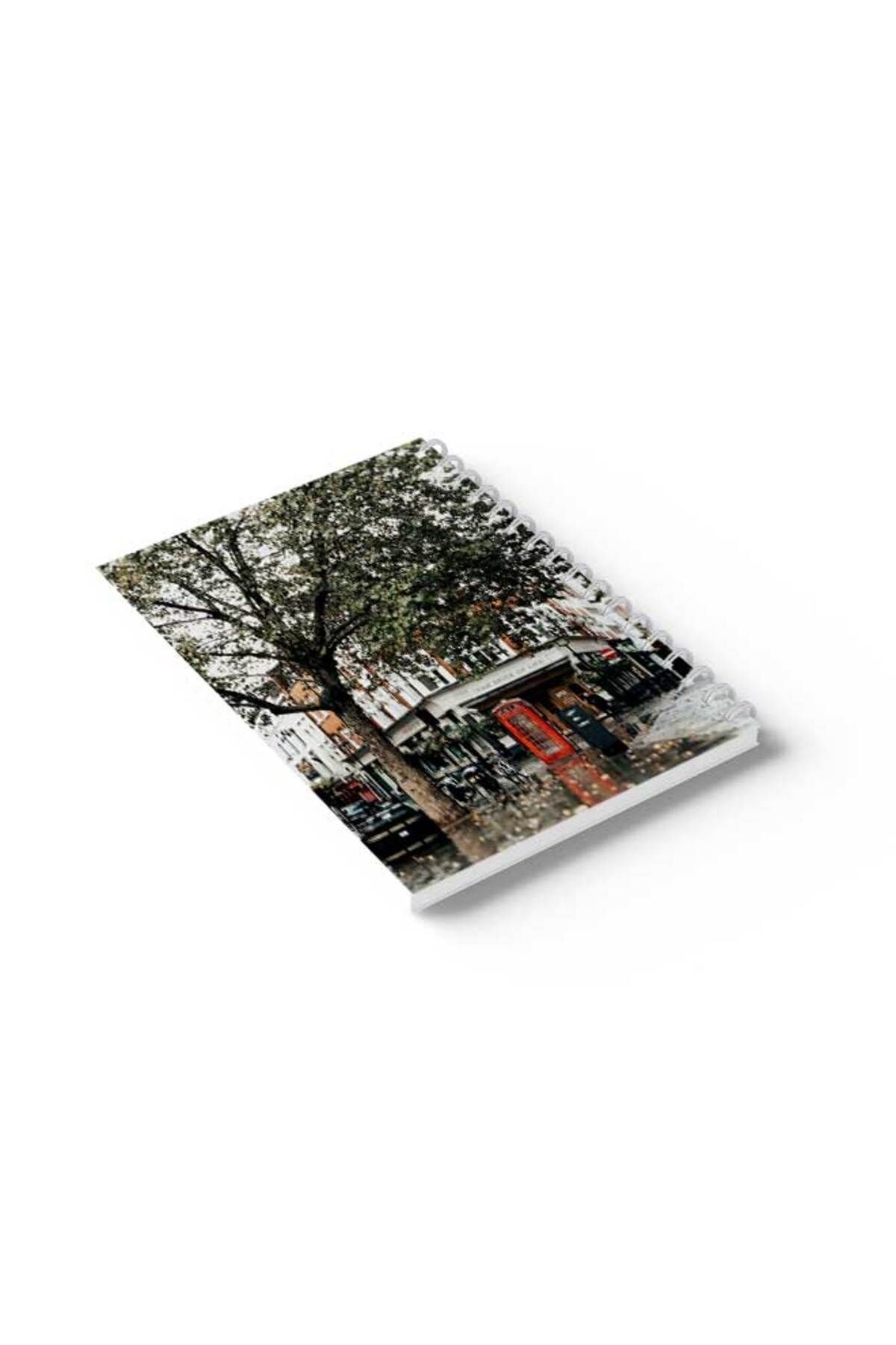 LOWHA-Spiral Notebook with Front and Back Hard Covers Featuring Phone Booth Design 6