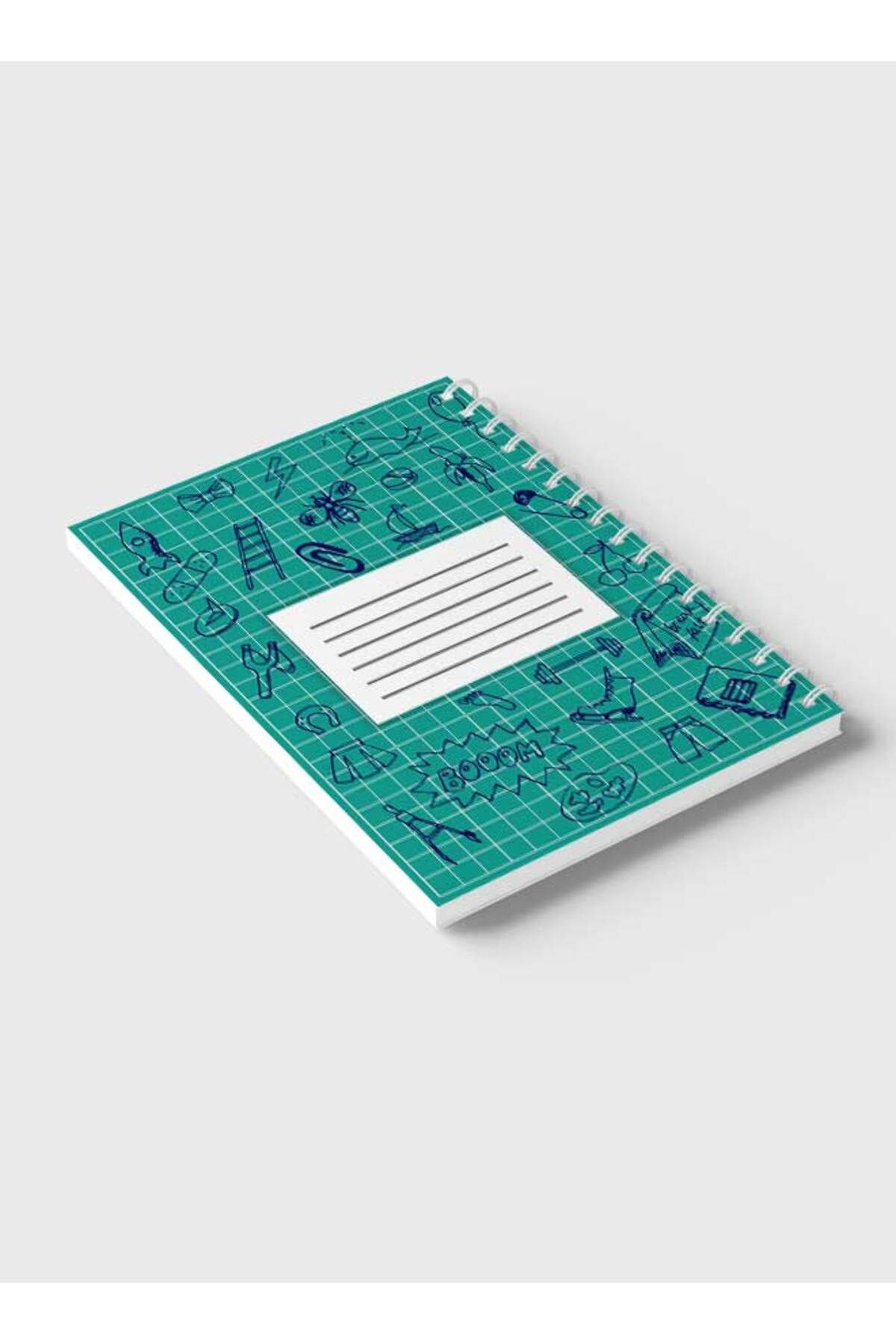 LOWHA-Spiral Notebook with Front and Back Hard Covers Featuring Back to School Grid Lines Design 6