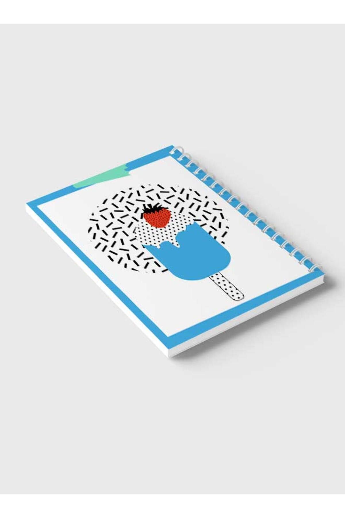 LOWHA-Spiral Notebook with Front and Back Hard Covers Featuring Ice Cream & Strawberry Design 6