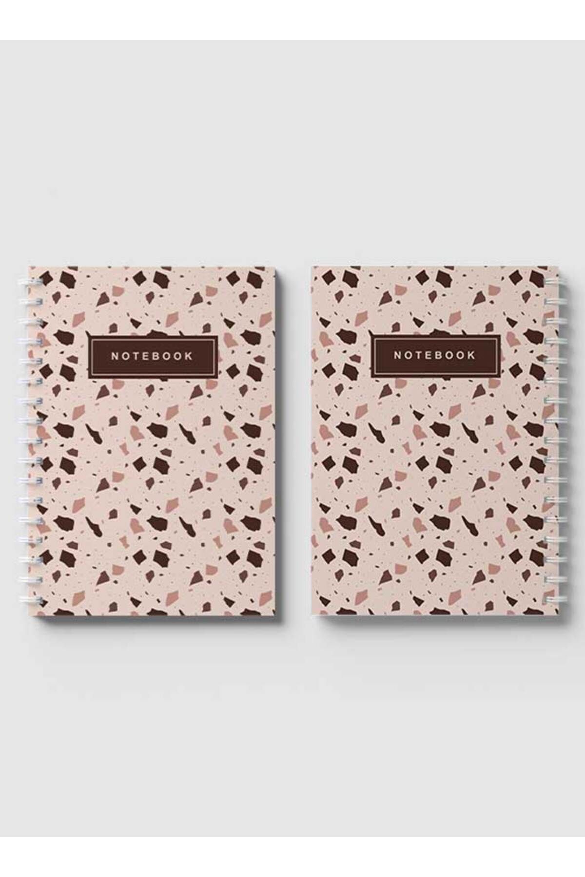 LOWHA-Spiral Notebook with Front and Back Hard Covers Featuring Terrazzo Style Design 4