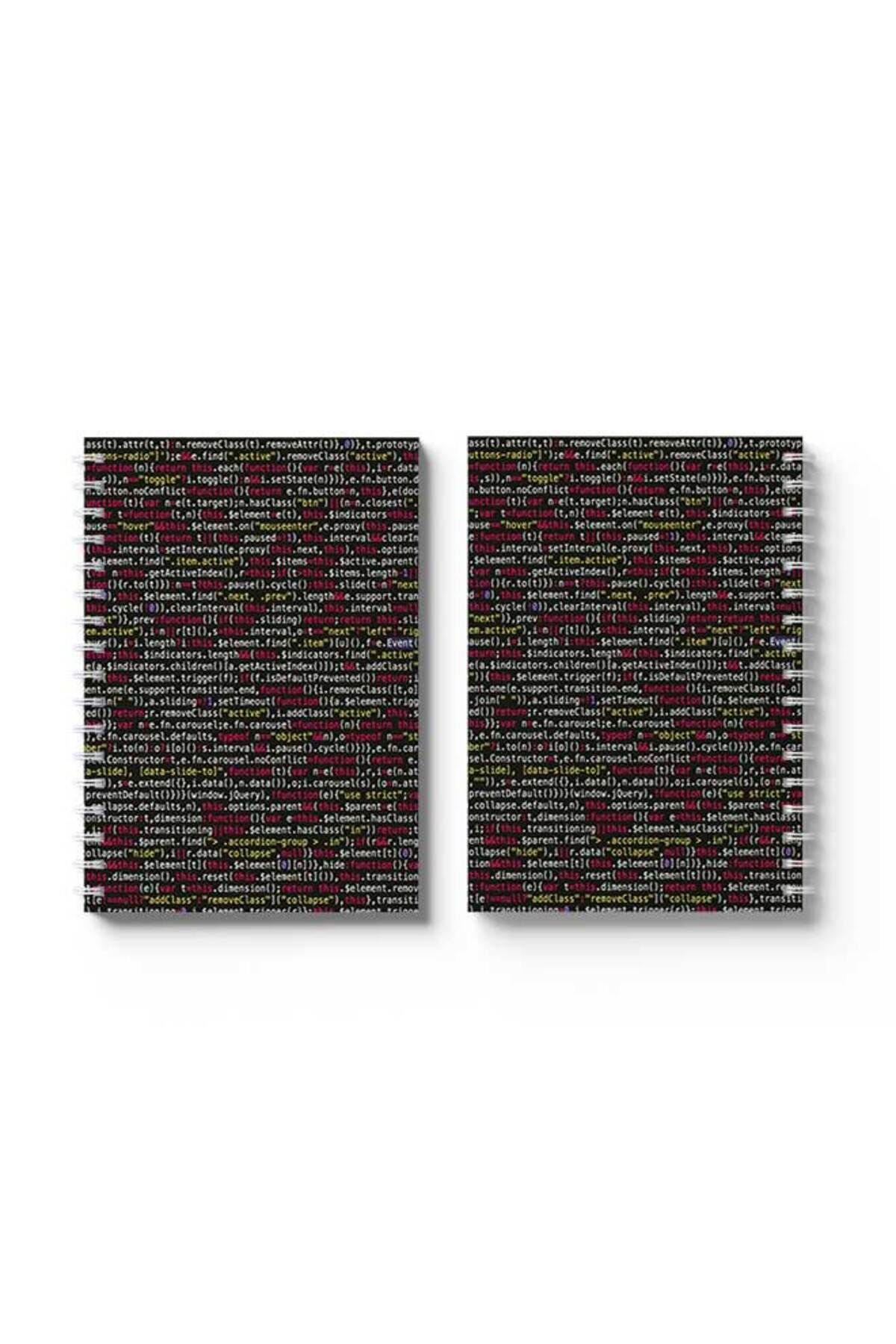 LOWHA-Spiral Notebook with Front and Back Hard Covers Featuring Coding Design 4