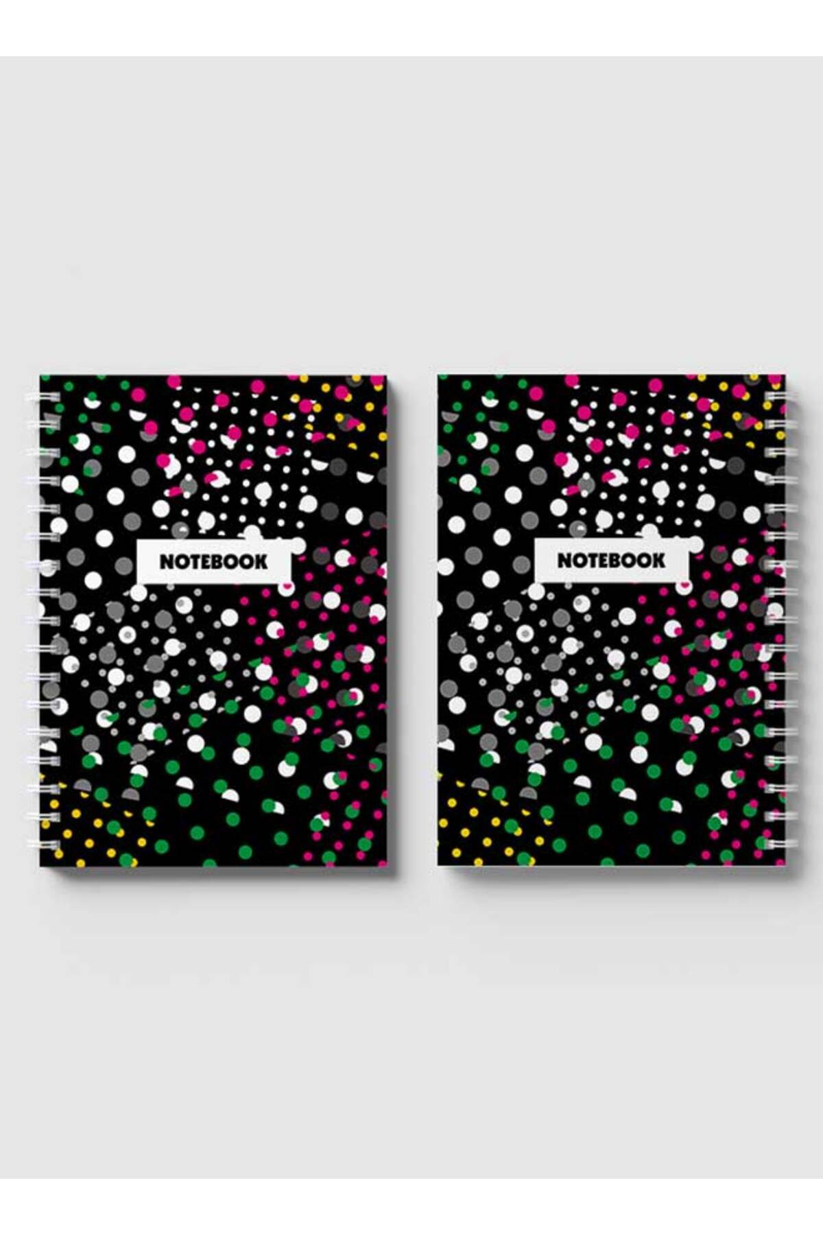 LOWHA-Spiral Notebook with Front and Back Hard Covers Featuring Abstract Multi-Colored Dots Design 4