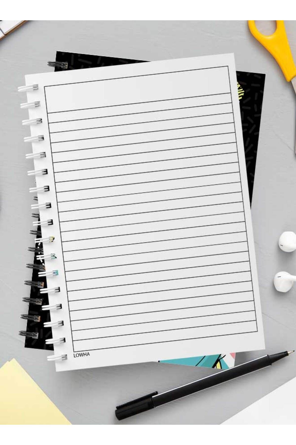 LOWHA-Spiral Notebook with Front and Back Hard Covers Featuring Back to the 90's Design 3