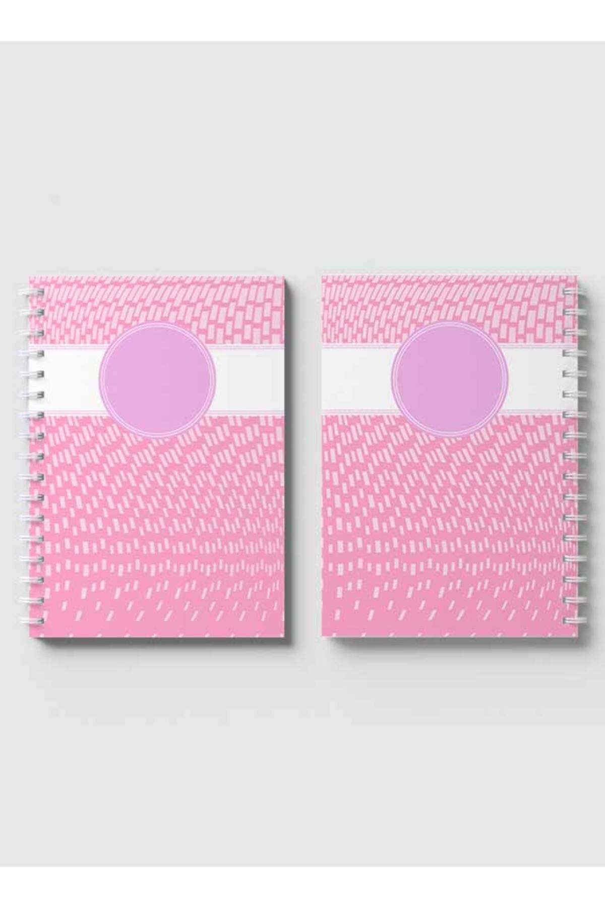 LOWHA-Spiral Notebook with Front and Back Hard Covers Featuring Abstract Pink & White Cube Design 4