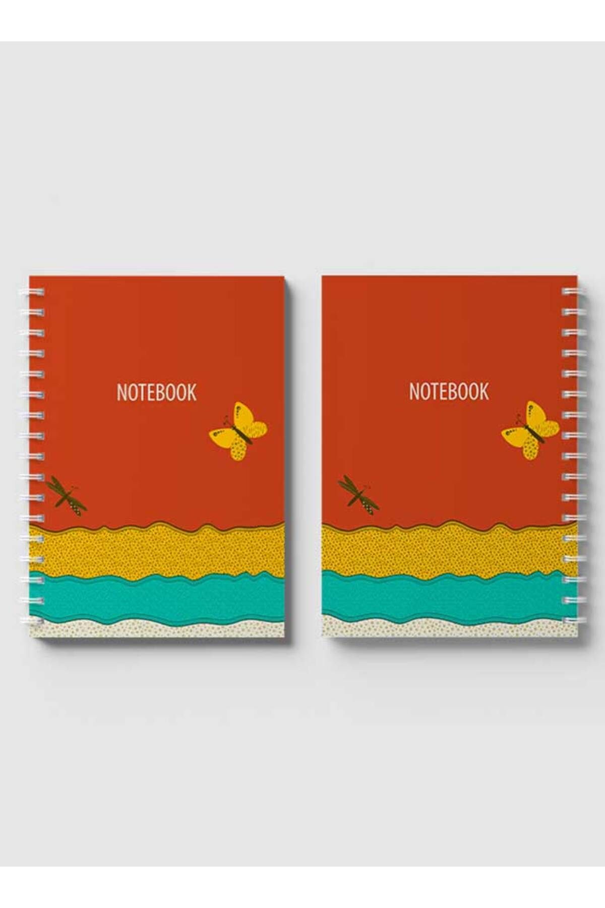 LOWHA-Spiral Notebook with Front and Back Hard Covers Featuring Dragonfly & Butterfly Design 4
