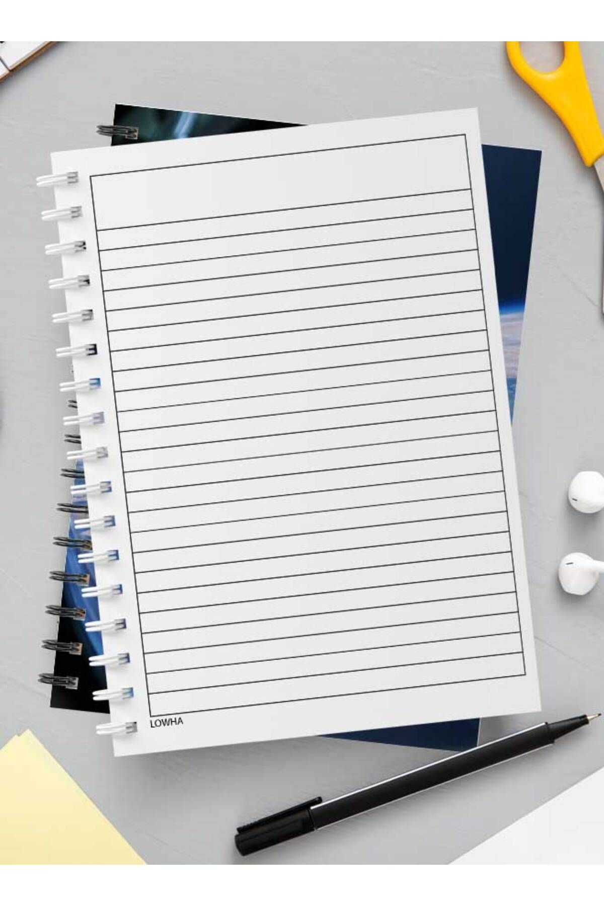 LOWHA-Spiral Notebook with Front and Back Hard Covers Featuring Astronaut Design 3