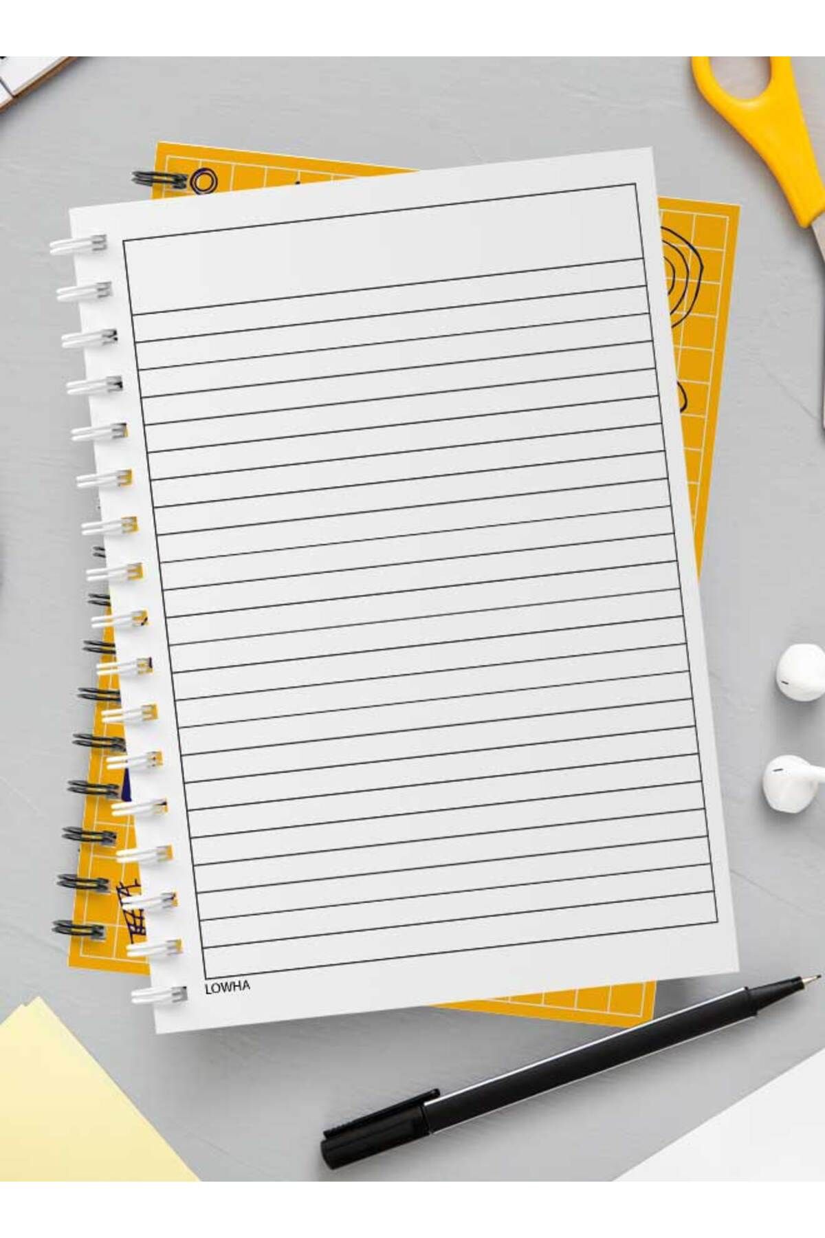 LOWHA-Spiral Notebook with Front and Back Hard Covers Featuring Back to School Grid Lines Design 3