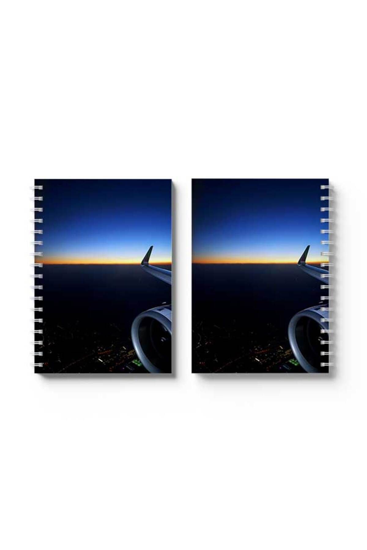 LOWHA-Spiral Notebook with Front and Back Hard Covers Featuring View From Plane Design 4