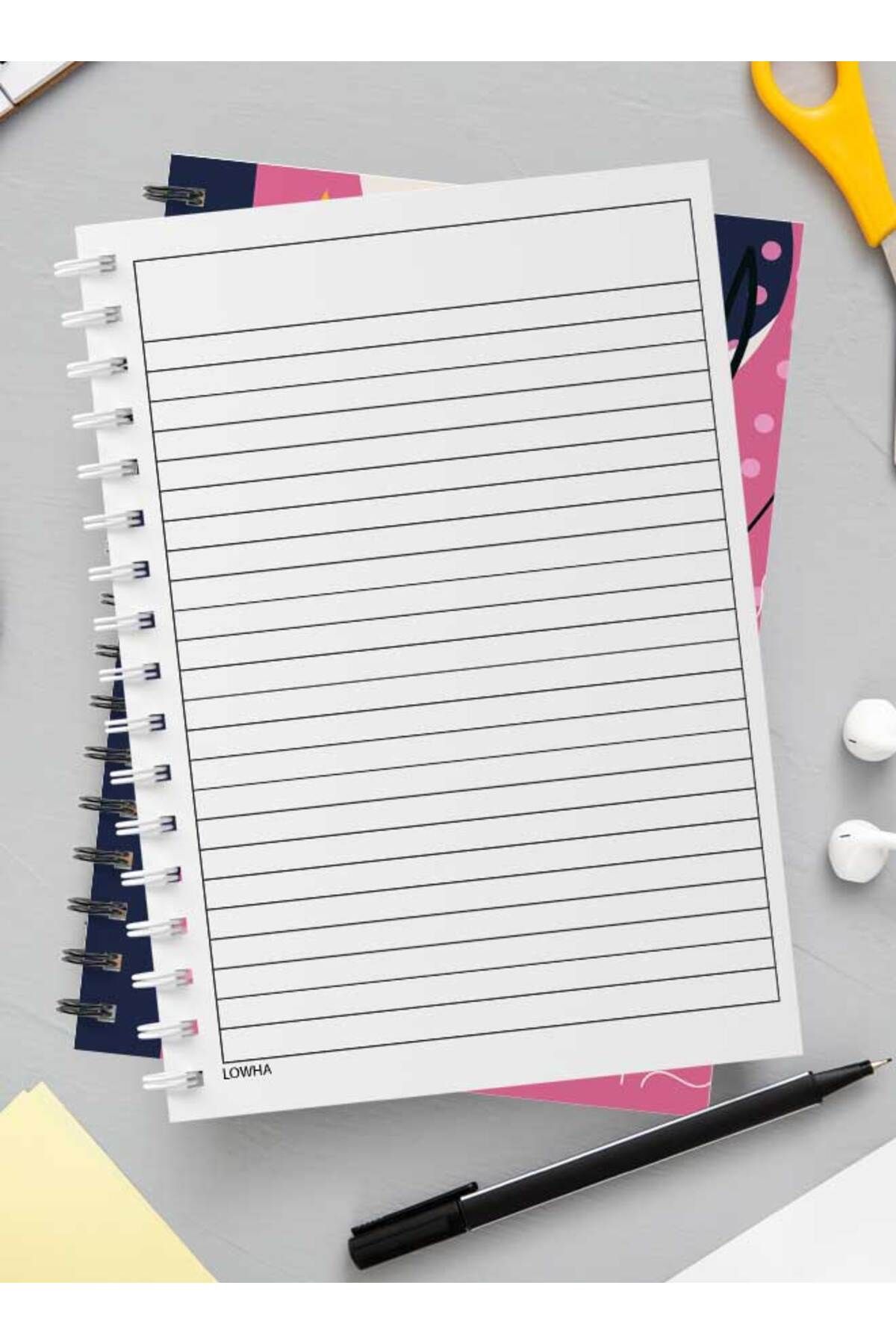 LOWHA-Spiral Notebook with Front and Back Hard Covers Featuring Abstract Geometric Design 3