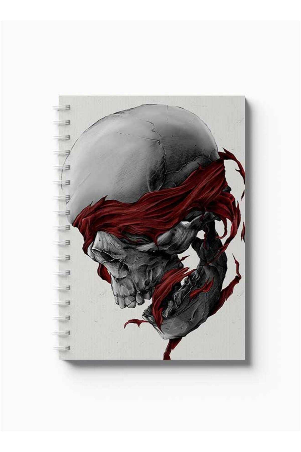 LOWHA-Spiral Notebook with Front and Back Hard Covers Featuring Skull Design 5