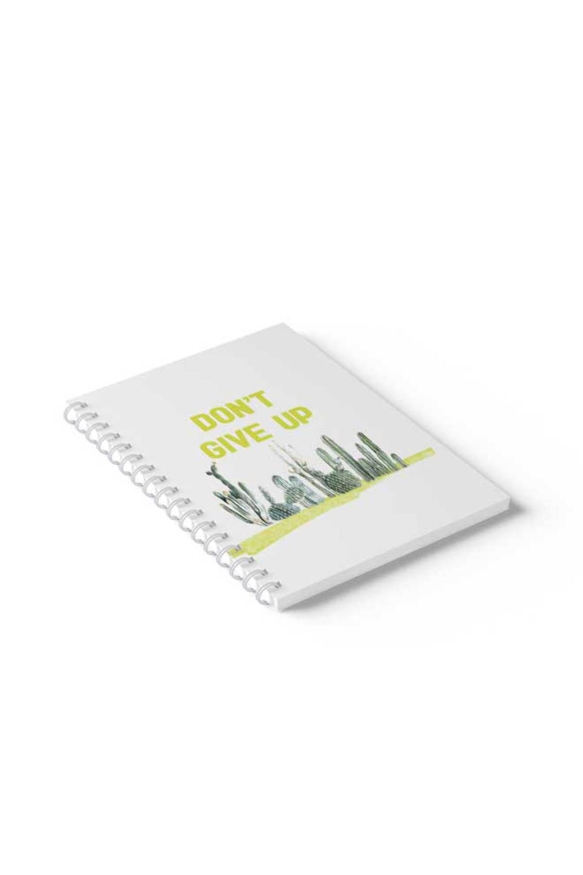 LOWHA-Spiral Notebook with Front and Back Hard Covers Featuring Don't Give Up with Cactus Design 2