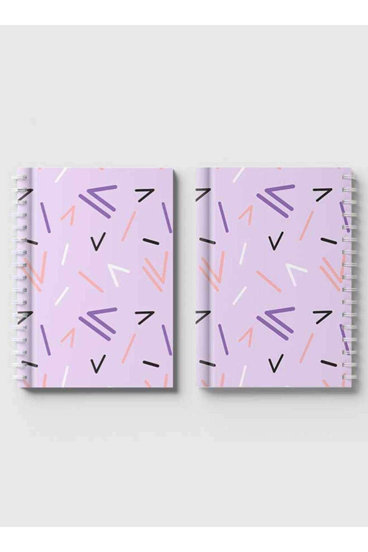 LOWHA-Spiral Notebook with Front and Back Hard Covers Featuring Memphis Abstract Shapes Design 4