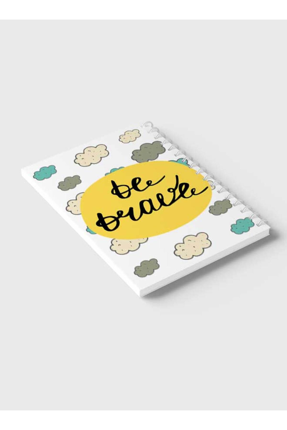LOWHA-Spiral Notebook with Front and Back Hard Covers Featuring Be Brave Doodle Clouds Design 6