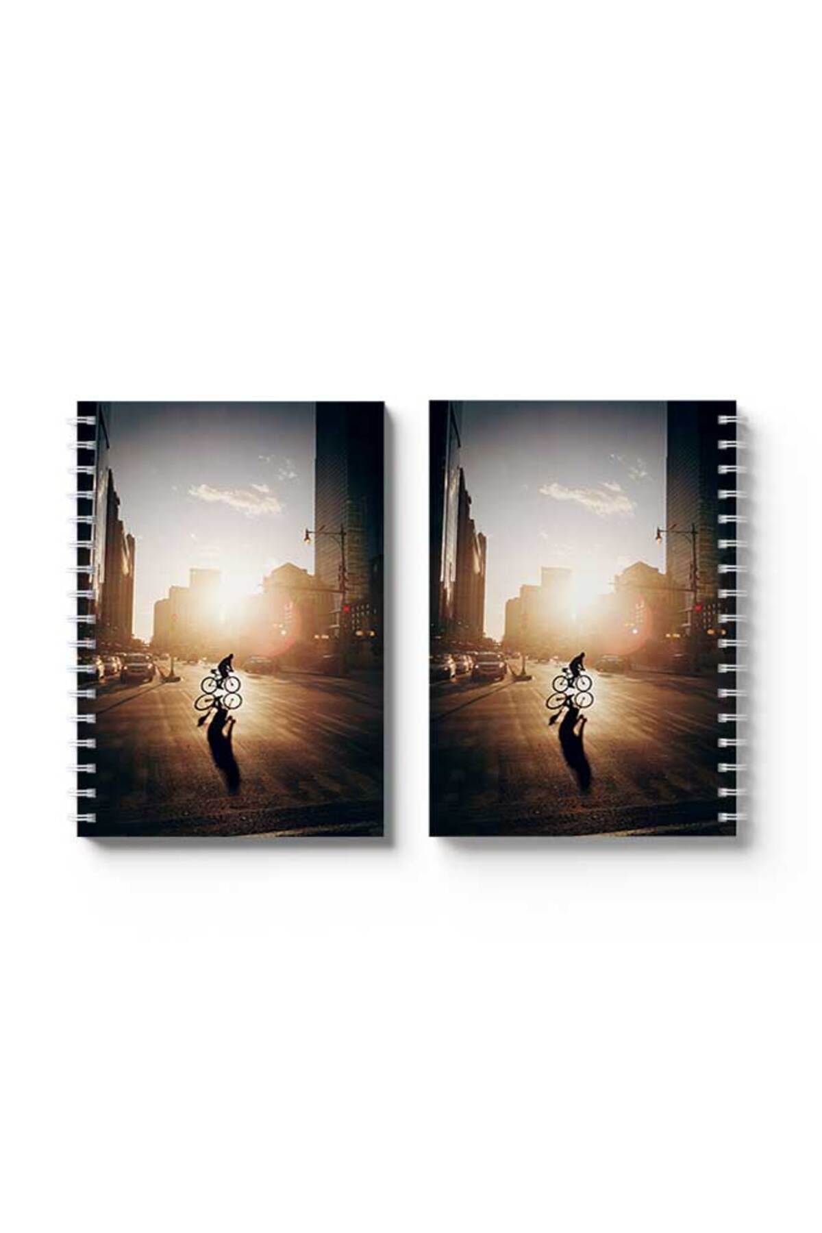 LOWHA-Spiral Notebook with Front and Back Hard Covers Featuring Riding in the Streets Design 4