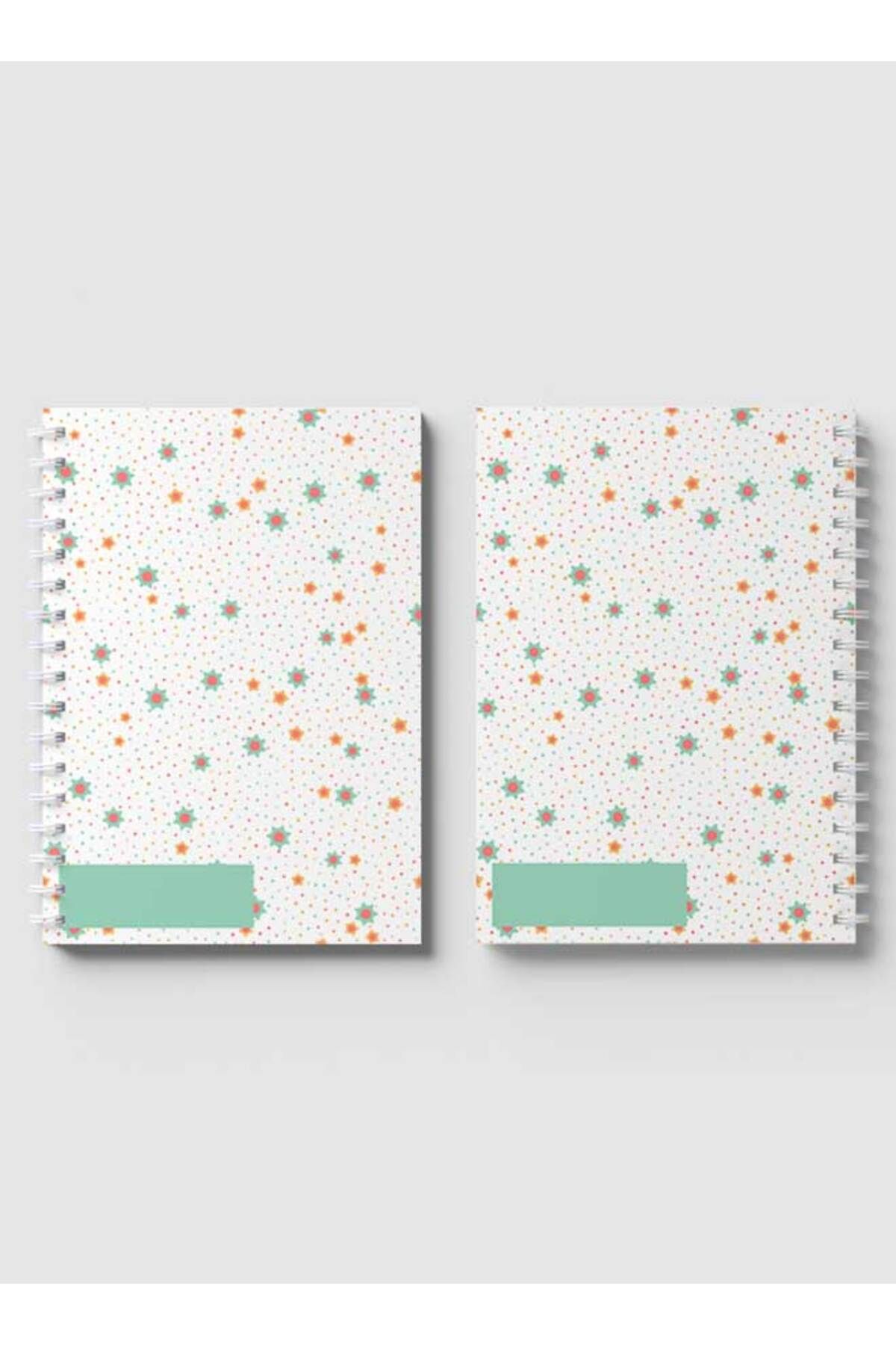 LOWHA-Spiral Notebook with Front and Back Hard Covers Featuring Dots & Stars Design 4