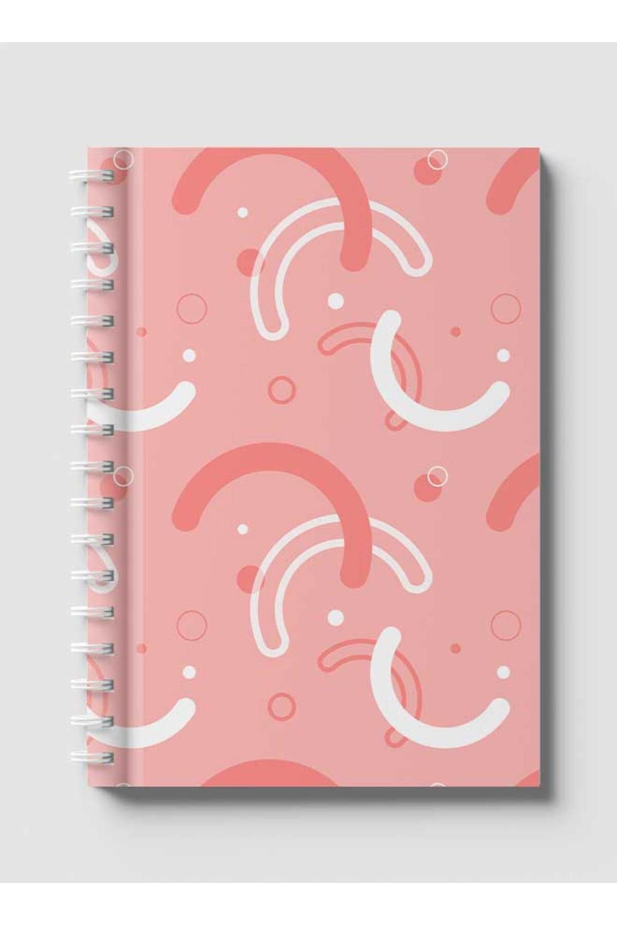 LOWHA-Spiral Notebook with Front and Back Hard Covers Featuring Memphis Abstract Shapes Design 1