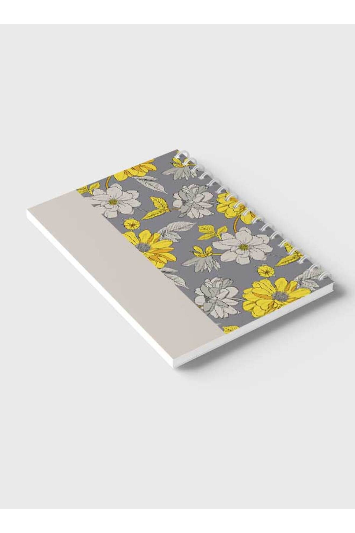 LOWHA-Spiral Notebook with Front and Back Hard Covers Featuring Abstract Floral Vector Design 6