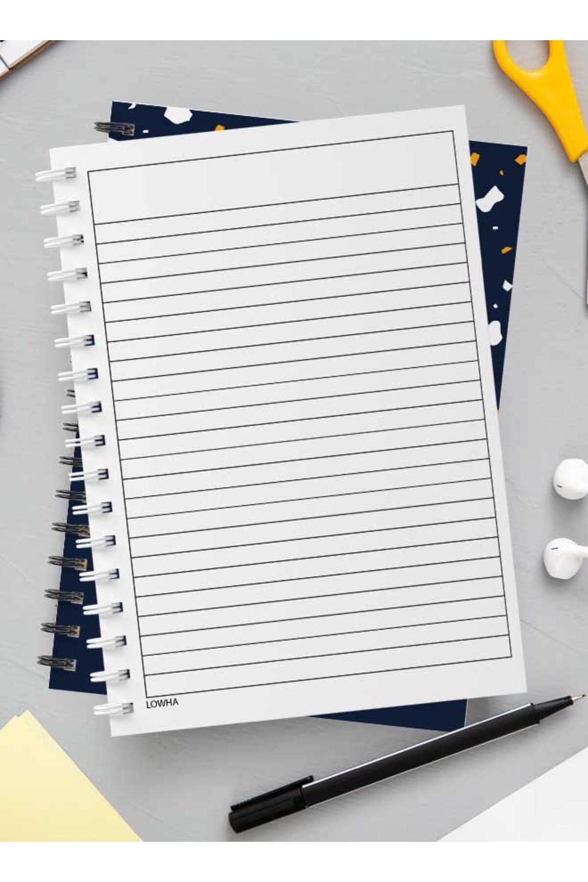 LOWHA-Spiral Notebook with Front and Back Hard Covers Featuring Terrazzo Style Design 3